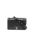Chanel Medium Boy Bag Chevron Caviar Black