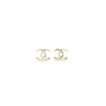 Chanel CC Logo Earrings Crystal Light Gold Tone