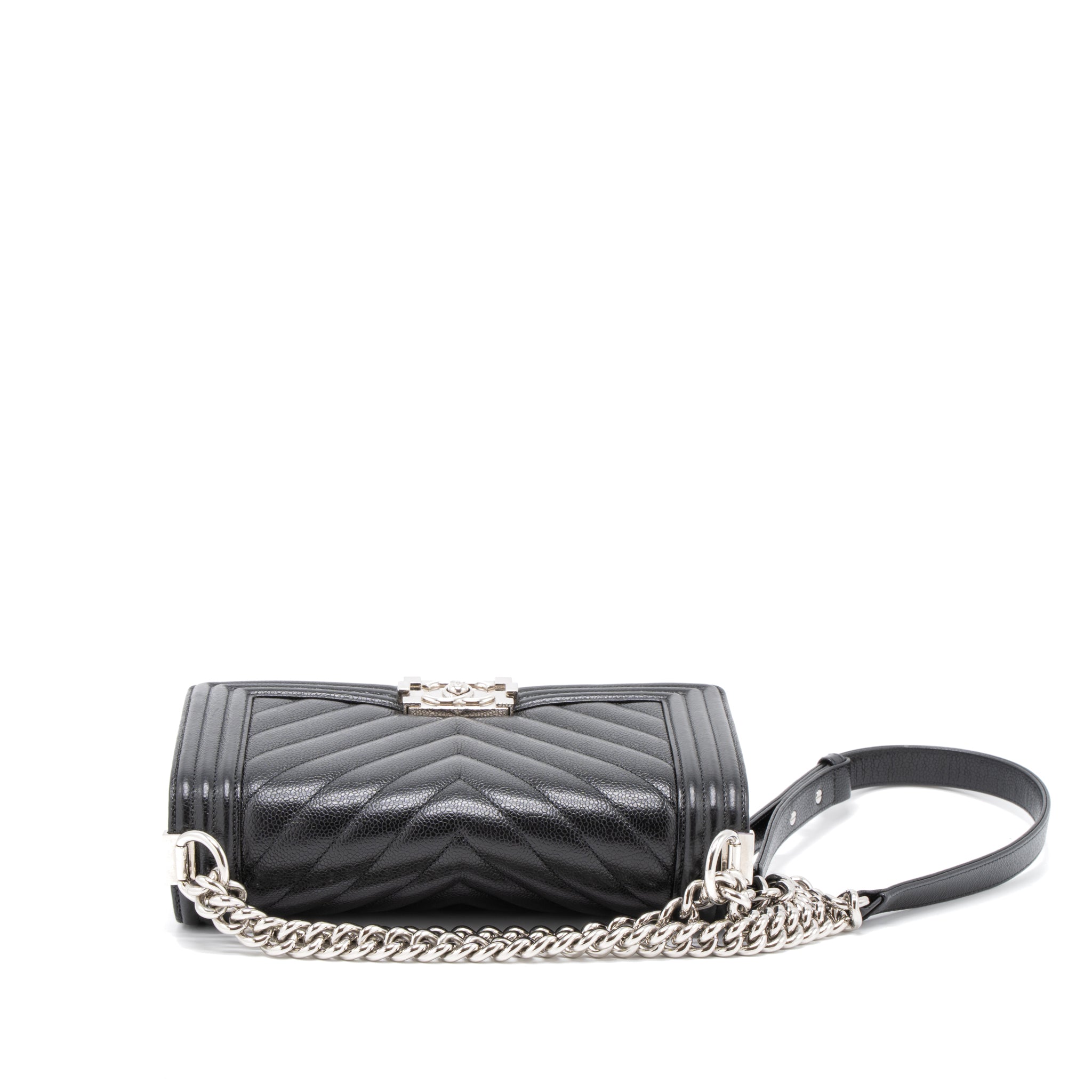 Chanel Medium Boy Bag Chevron Caviar Black