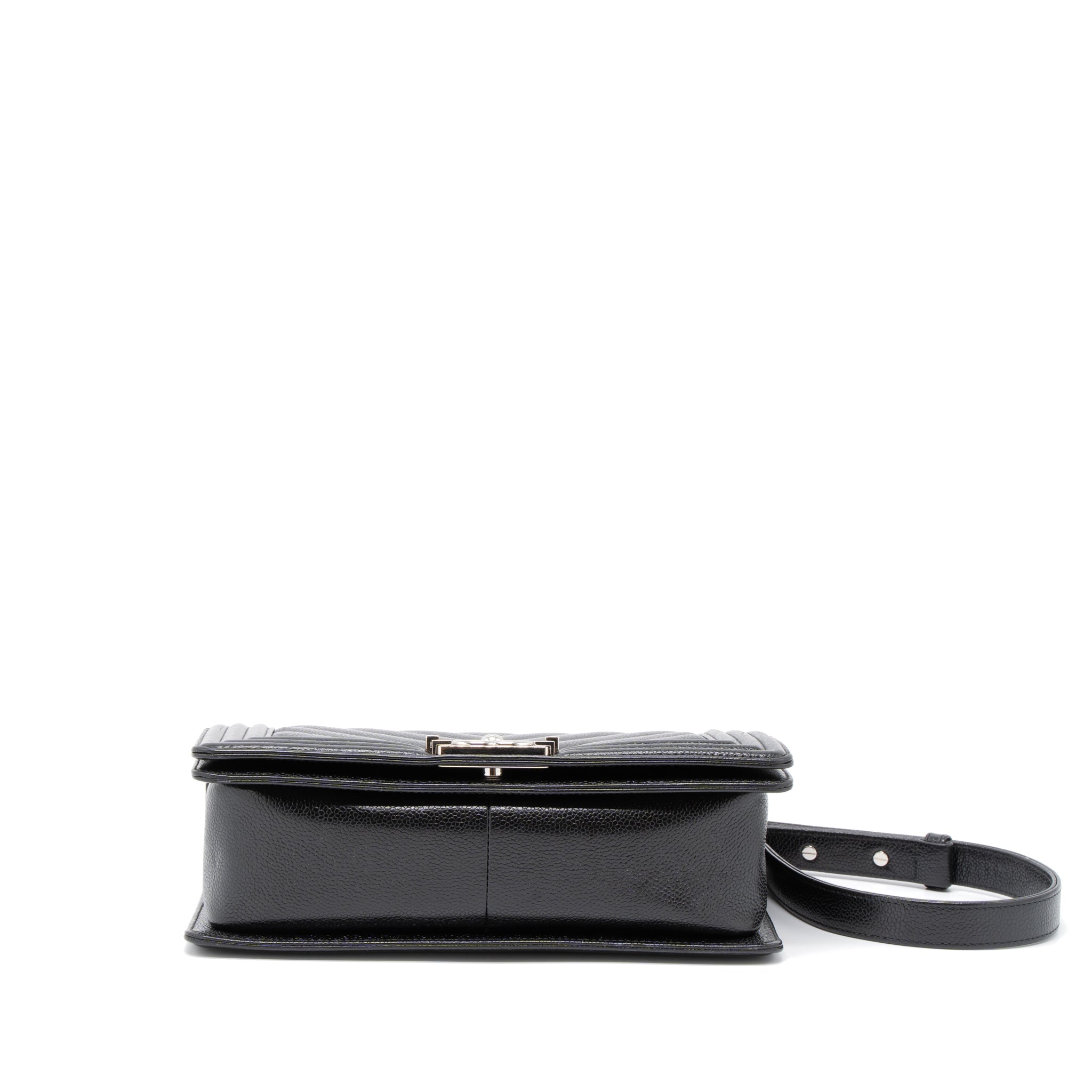 Chanel Medium Boy Bag Chevron Caviar Black