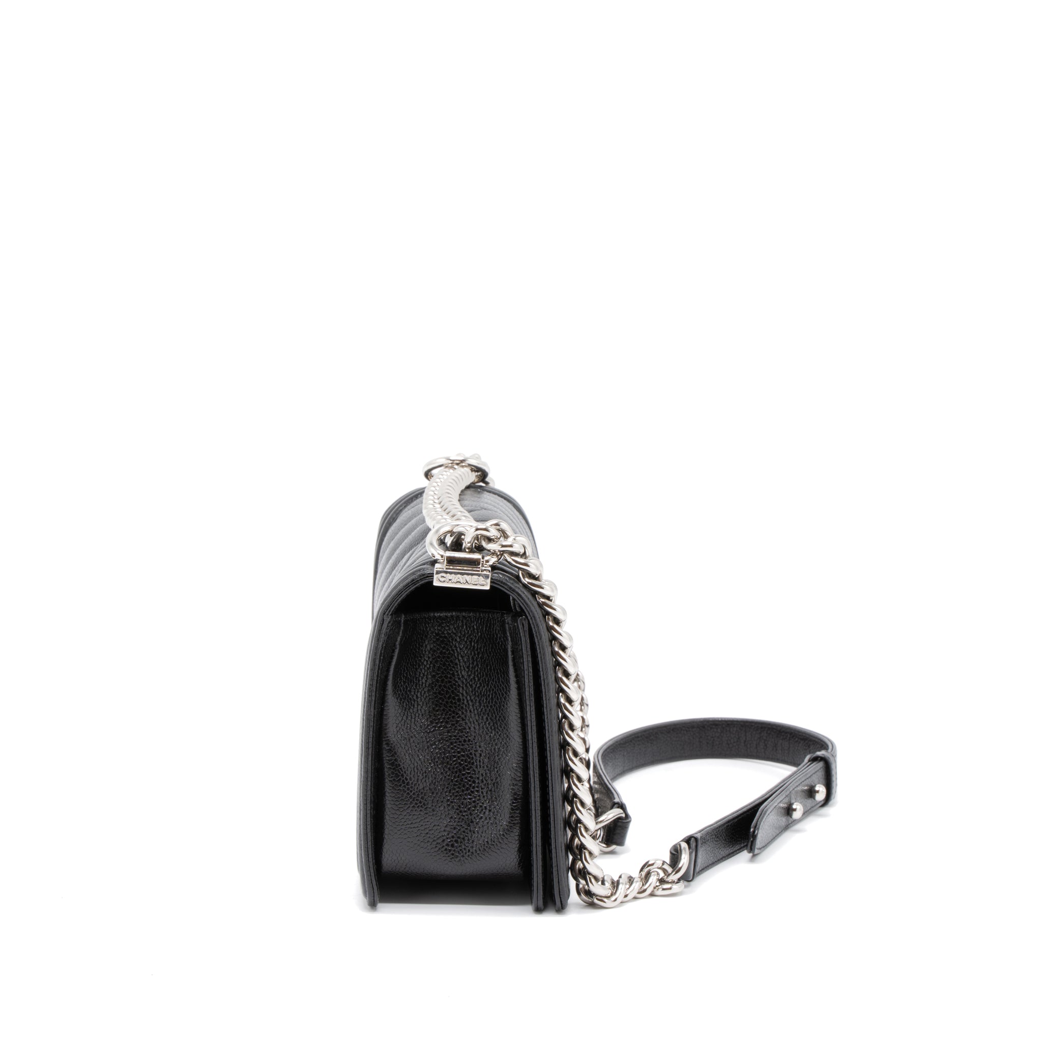 Chanel Medium Boy Bag Chevron Caviar Black