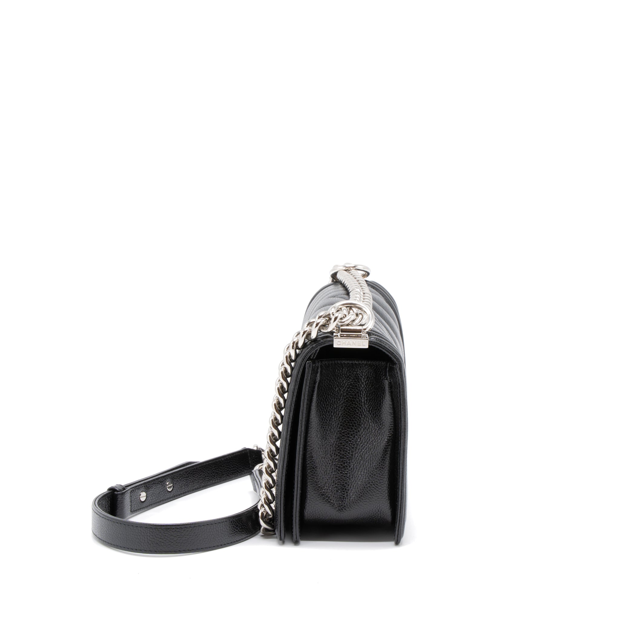 Chanel Medium Boy Bag Chevron Caviar Black