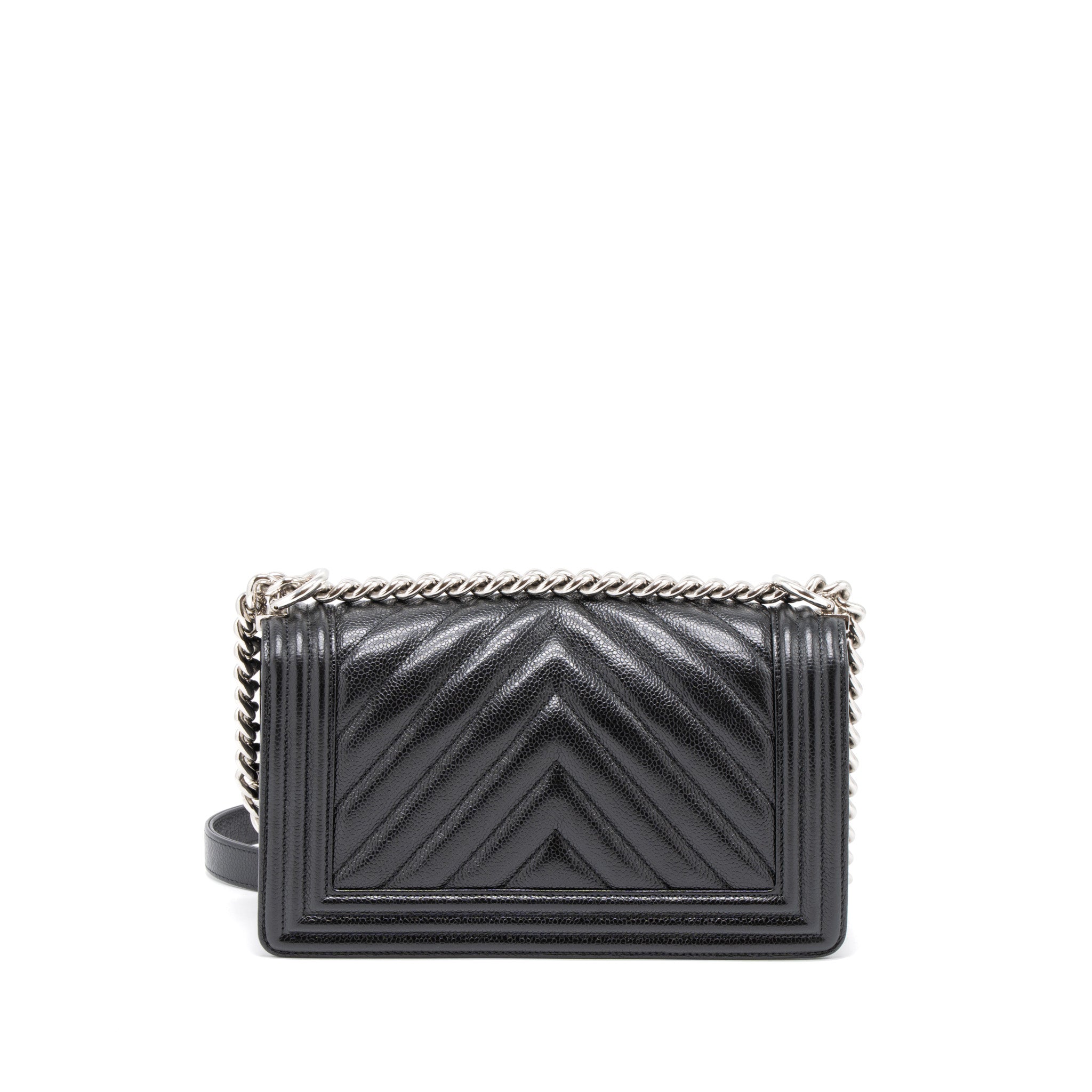 Chanel Medium Boy Bag Chevron Caviar Black