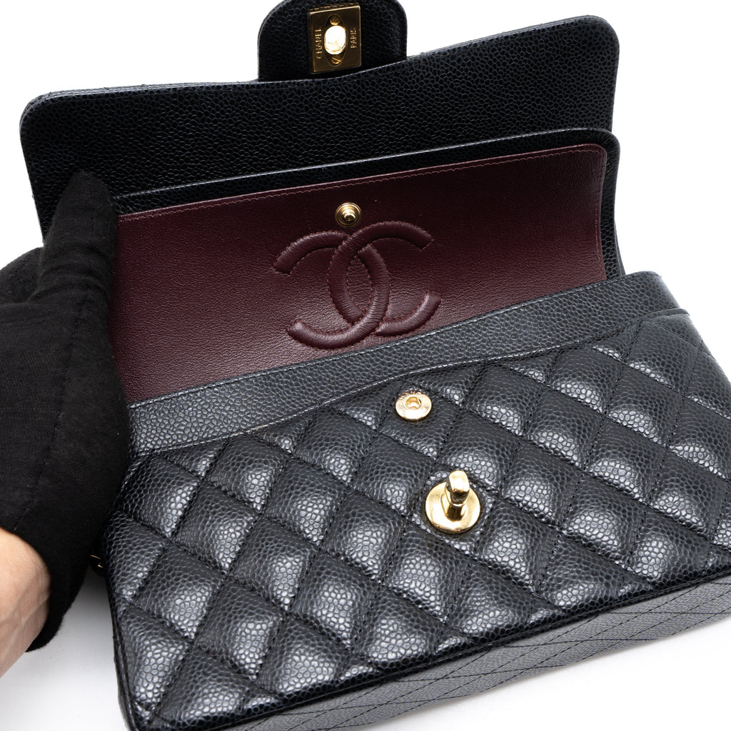 Chanel Small Classic Double Flap Bag Caviar Black  (Microchip)