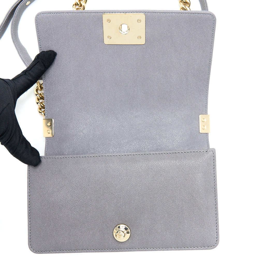 Chanel Small Boy Bag Caviar Grey L