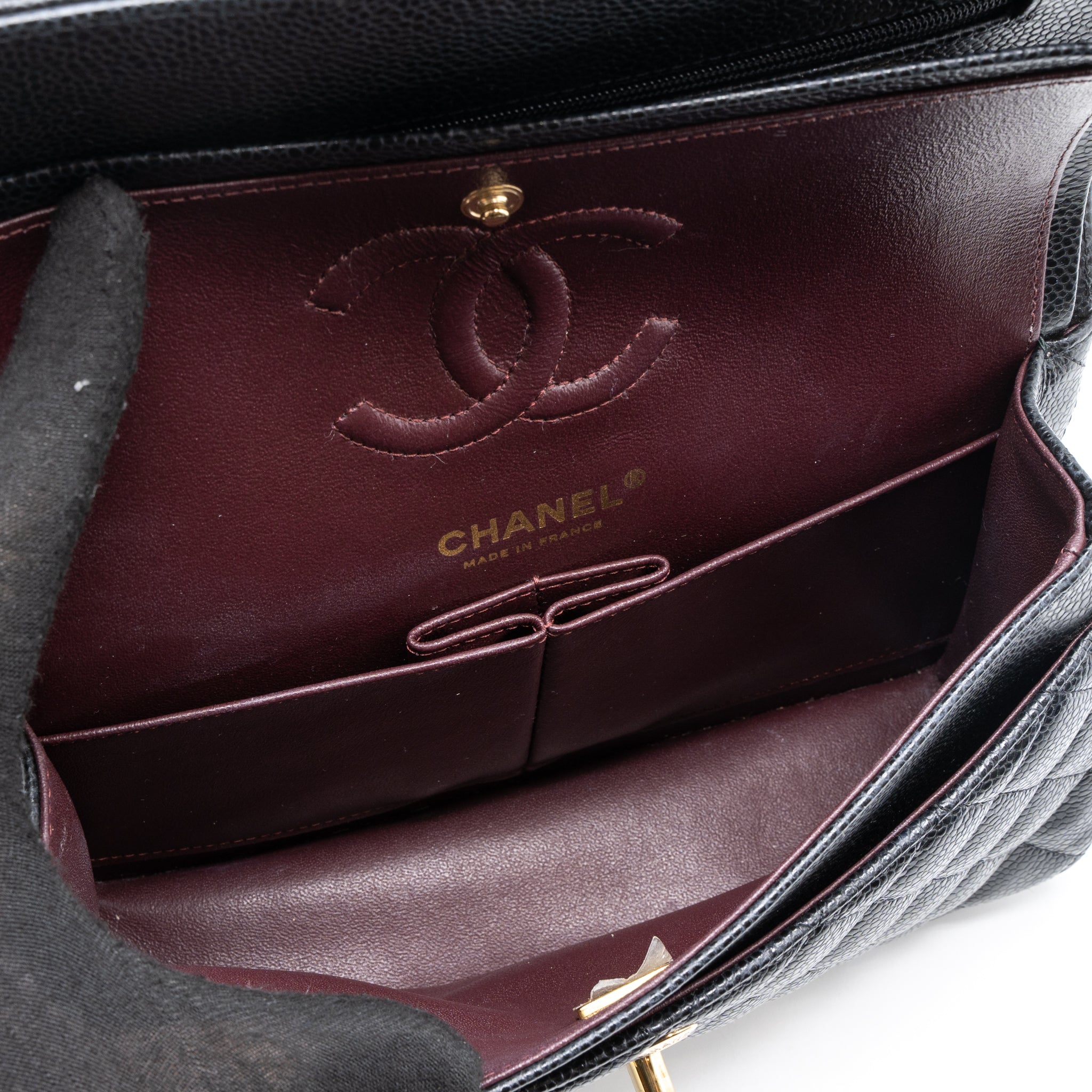 Chanel Small Classic Double Flap Bag Caviar Black  (Microchip)