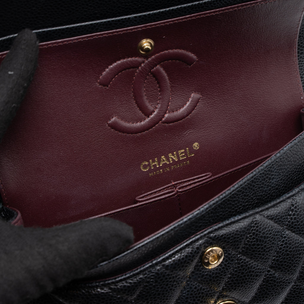 Chanel Small Classic Double Flap Bag Caviar Black  (Microchip)