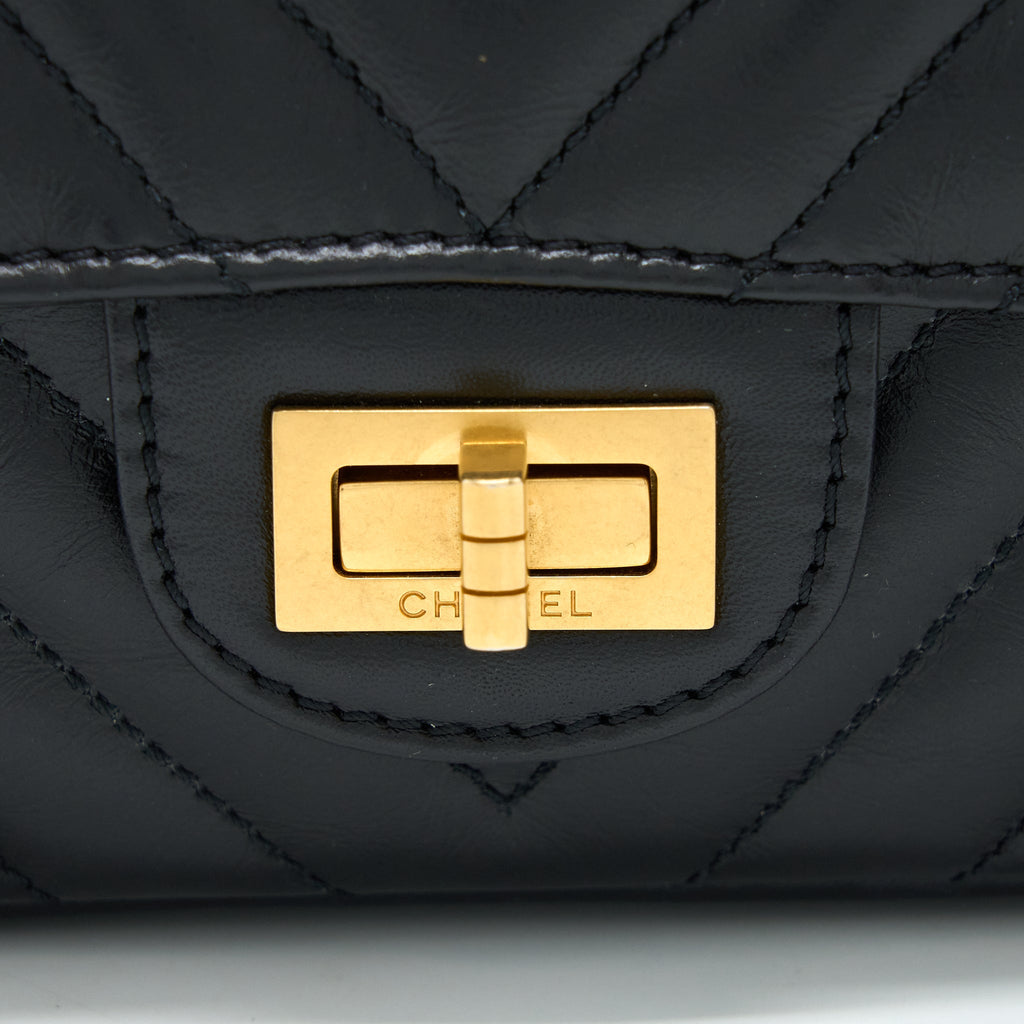 Chanel 2.55 Reissue Mini Chevron Flap Bag Aged Calfskin  Black