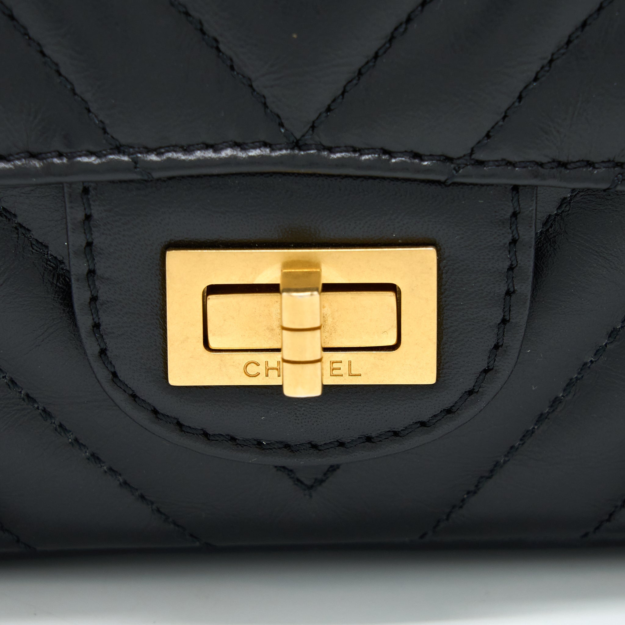Chanel 2.55 Reissue Mini Chevron Flap Bag Aged Calfskin  Black