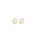 Chanel Round with CC Logo Earrings White/Light Gold Tone