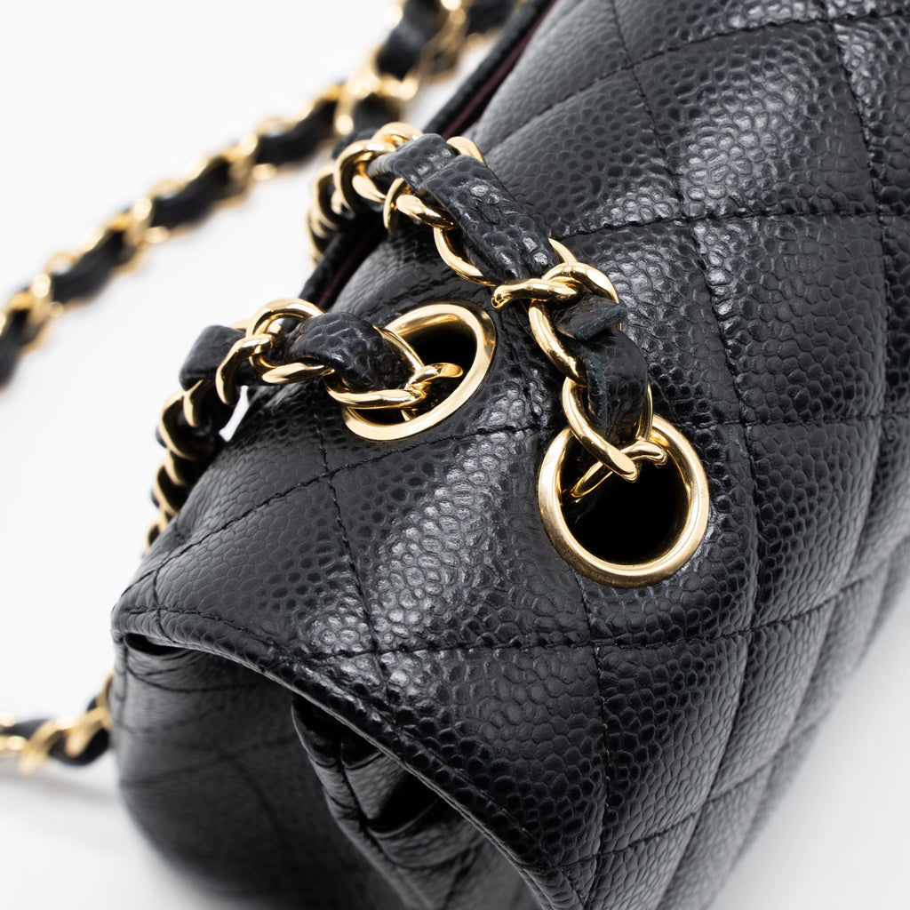 Chanel Small Classic Double Flap Bag Caviar Black  (Microchip)