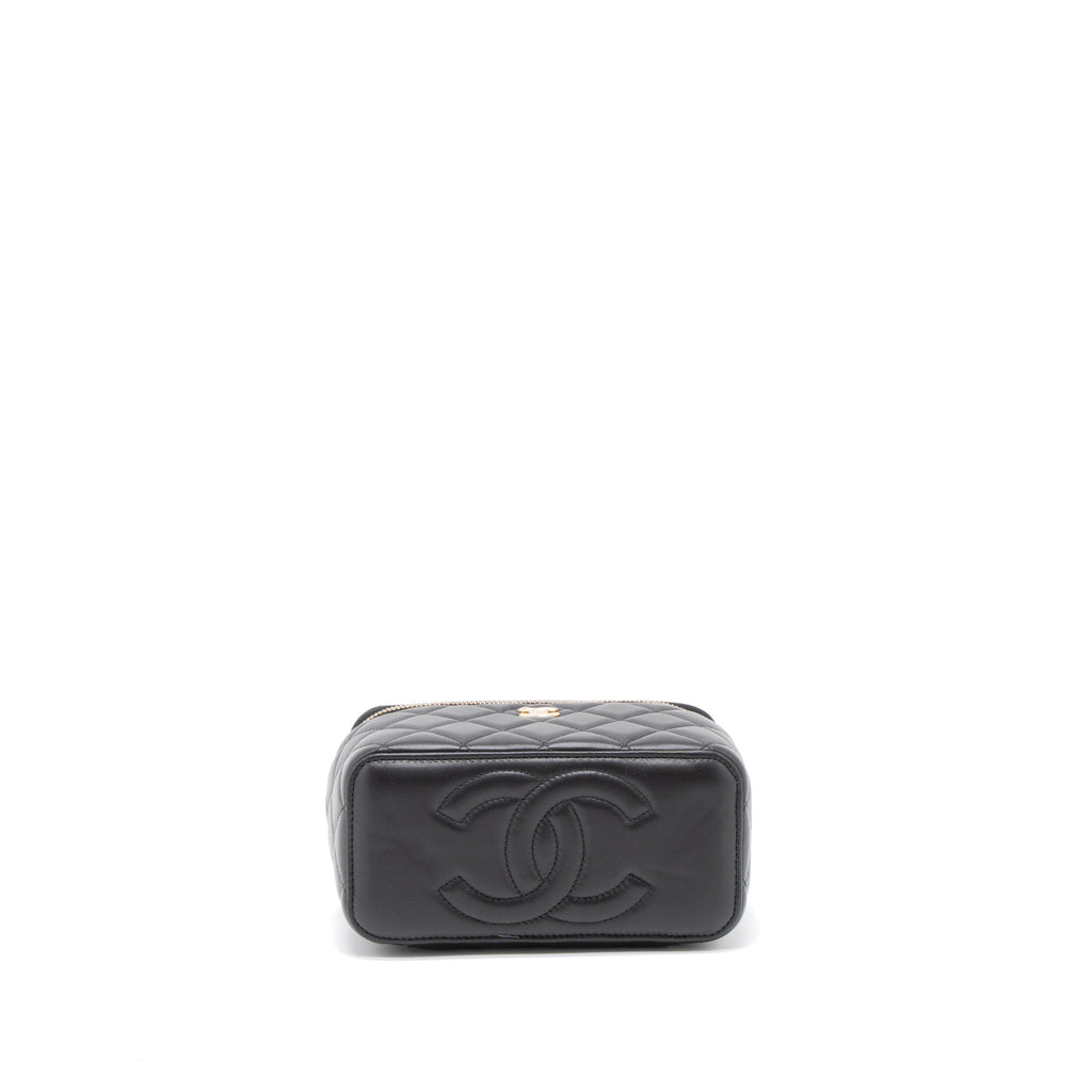 Chanel 23C Pearl Crush Long Vanity Lambskin Black Brushed  (Microchip)