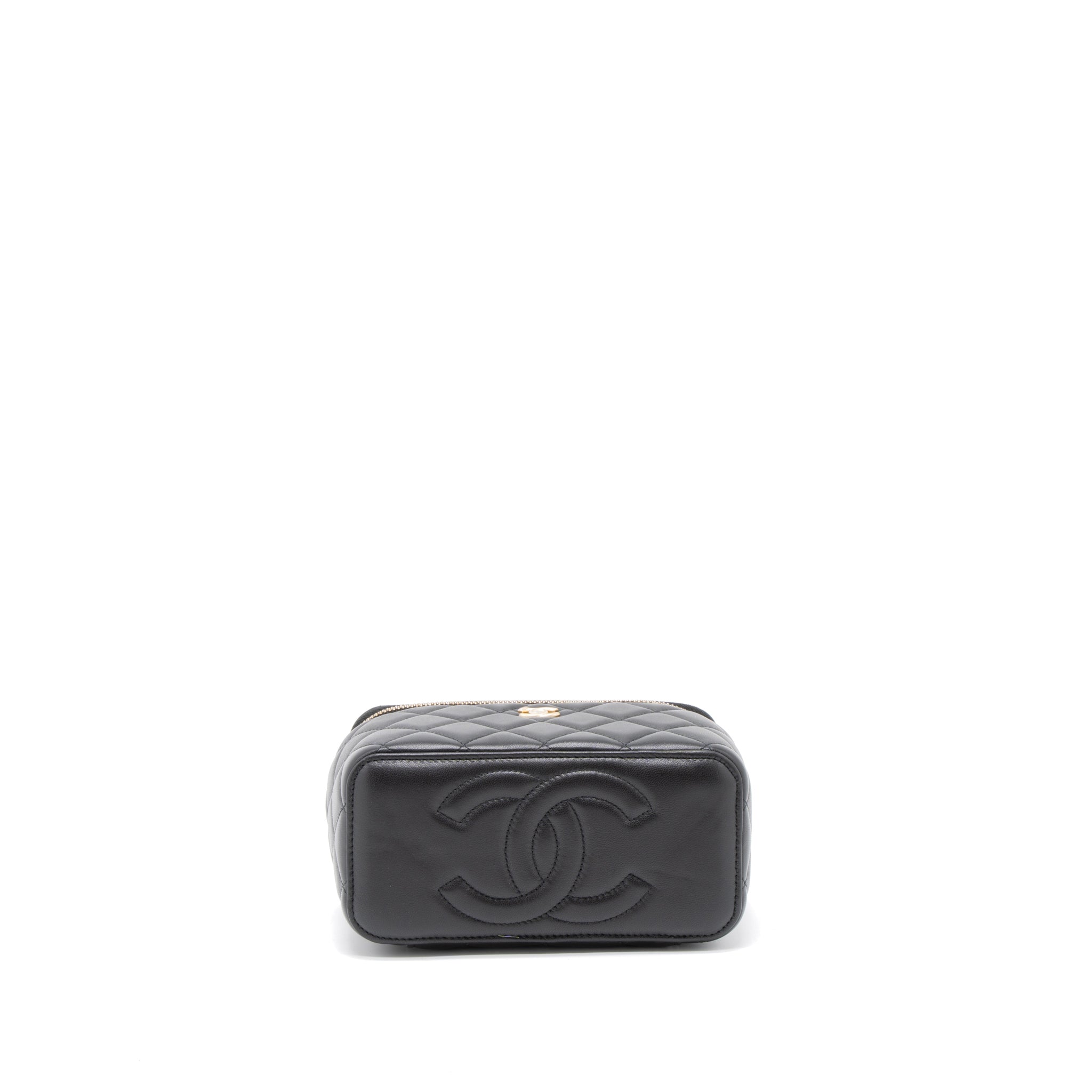 Chanel 23C Pearl Crush Long Vanity Lambskin Black Brushed  (Microchip)