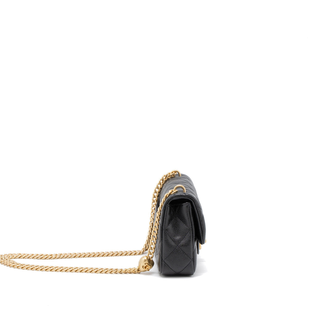 Chanel 23P Mini Coco Love Flap Bag Caviar Black  (Microchip)