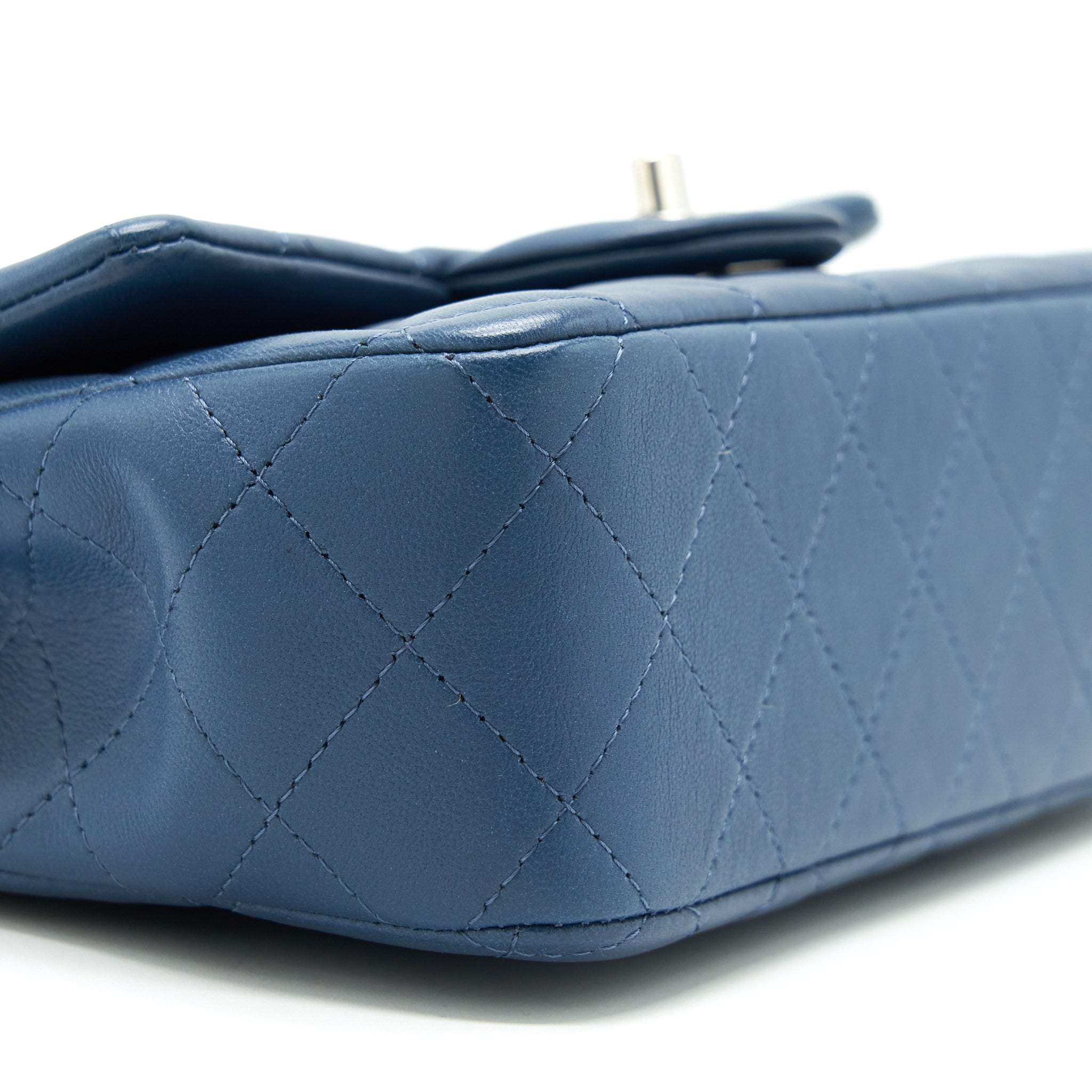 Chanel Mini Rectangular Flap Bag Lambskin Navy Blue