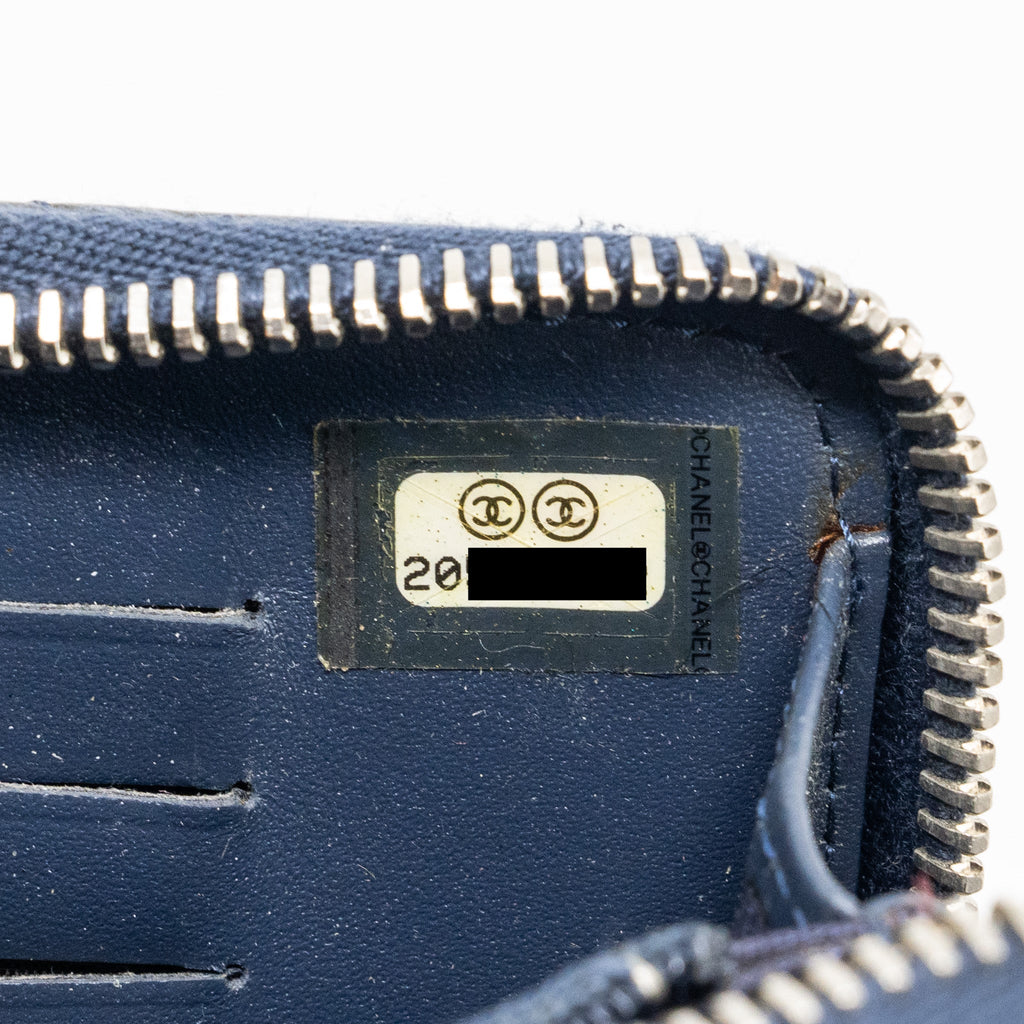 Chanel double Zip Wallet patent navy