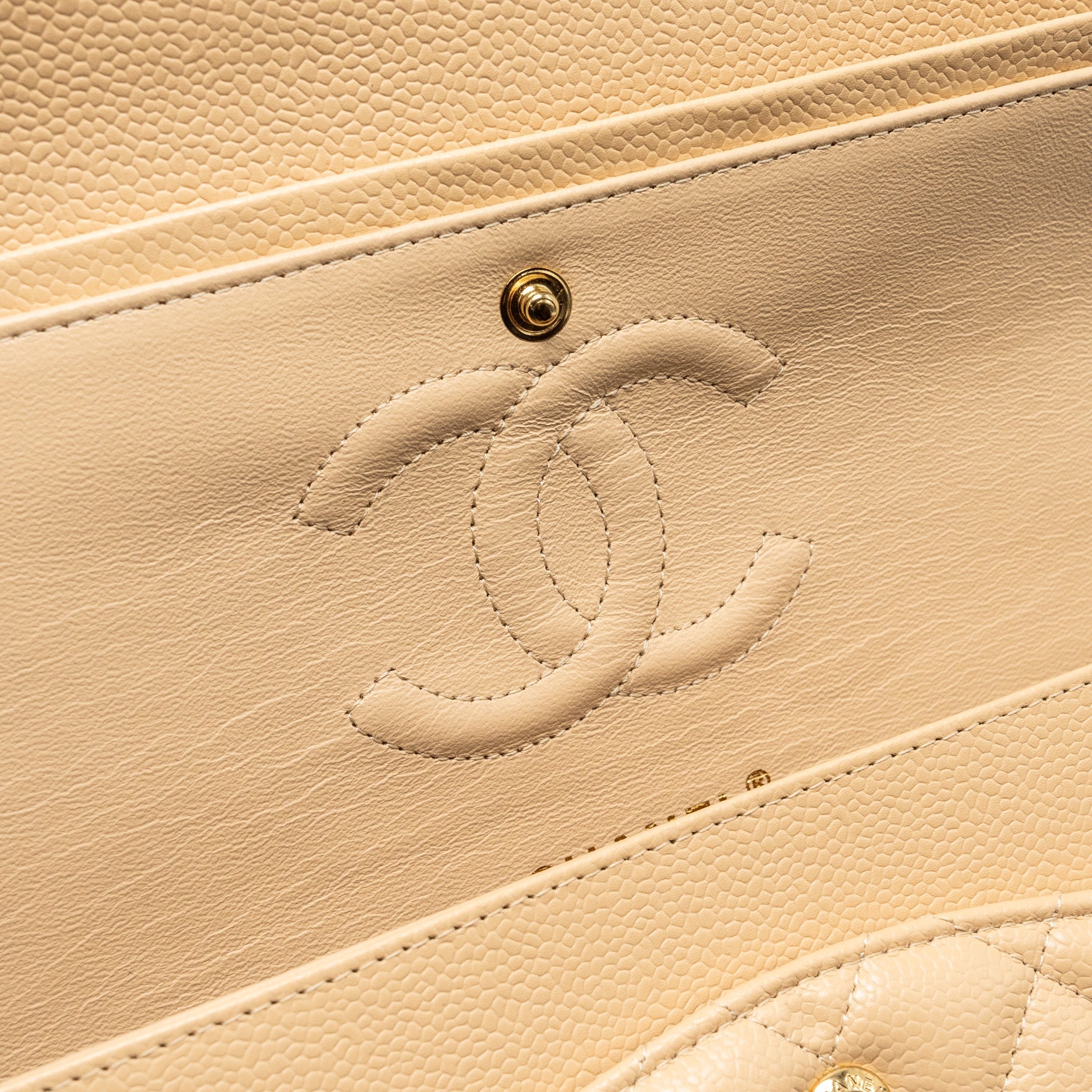 Chanel Medium Classic Double Flap Bag Caviar Beige