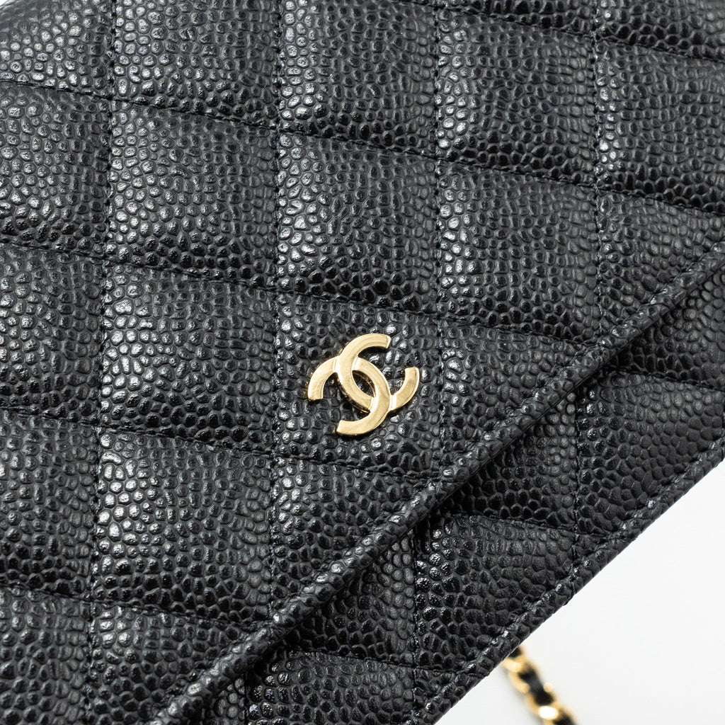 Chanel classic wallet on chain caviar black