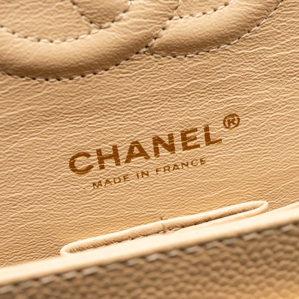 Chanel Medium Classic Double Flap Bag Caviar Beige
