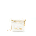 Chanel Mini 22 Bag Shiny Calfskin White Brushed  (Microchip)