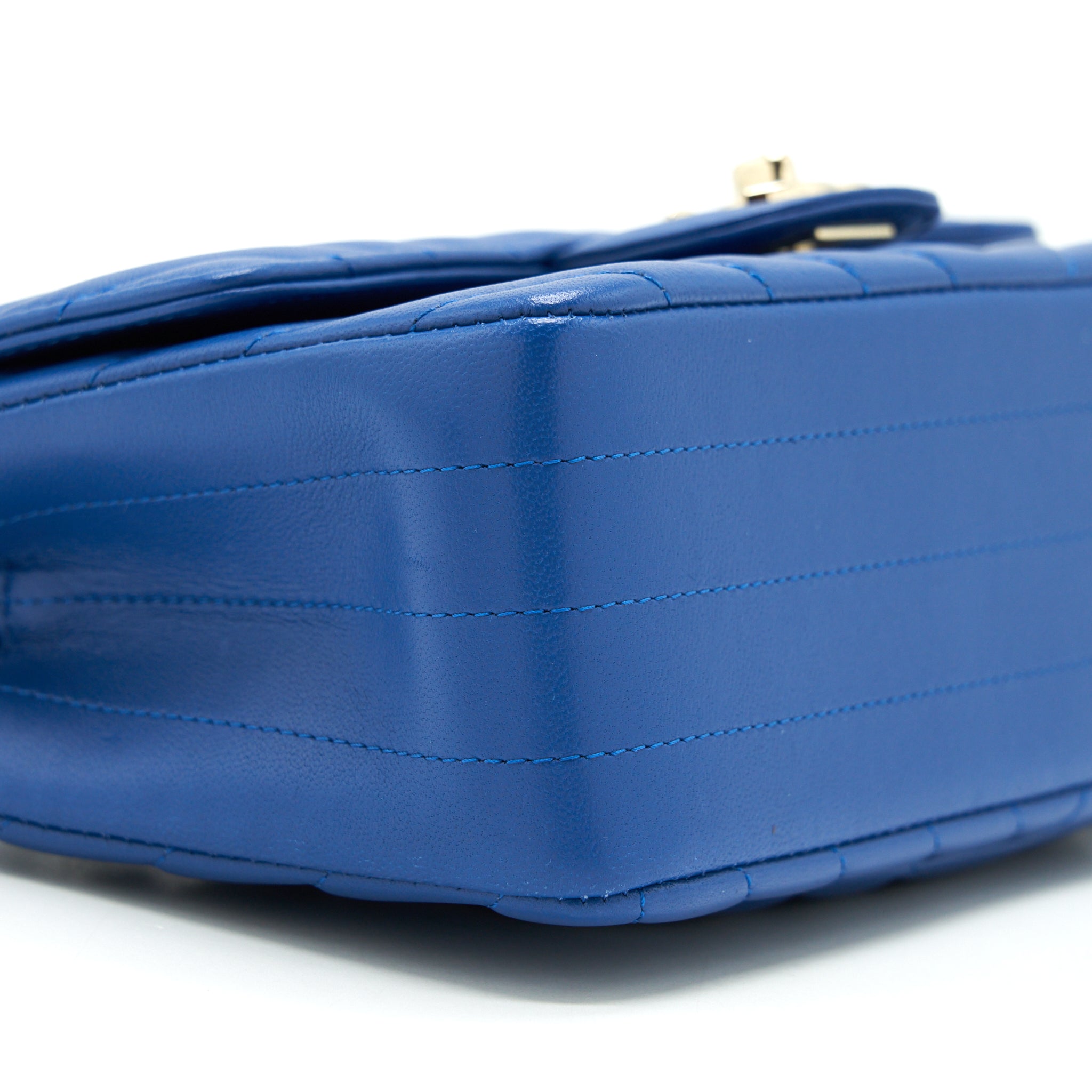 Chanel Mini Rectangular Flap Bag Chevron Lambskin Blue L