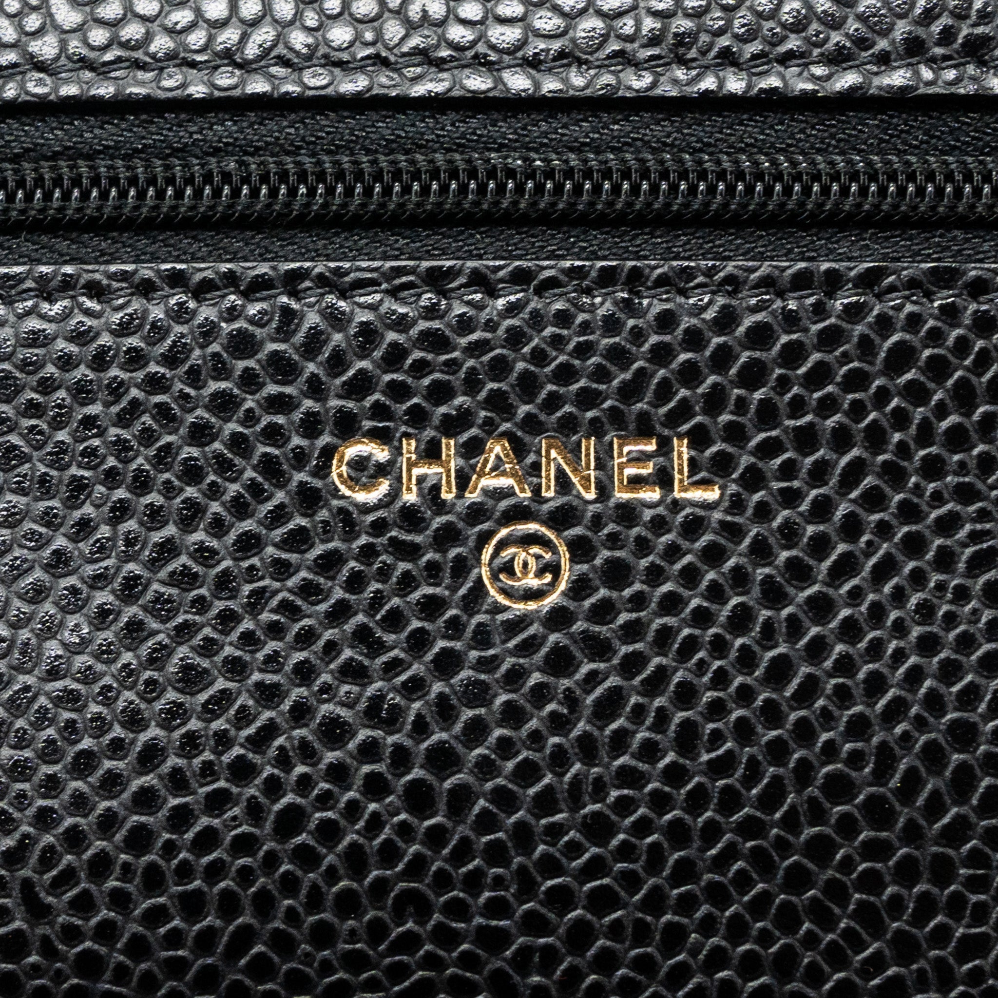 Chanel classic wallet on chain caviar black