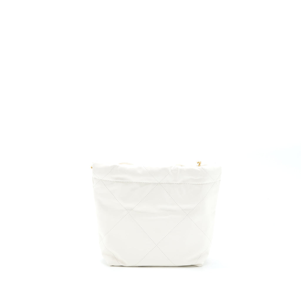 Chanel Mini 22 Bag Shiny Calfskin White Brushed  (Microchip)