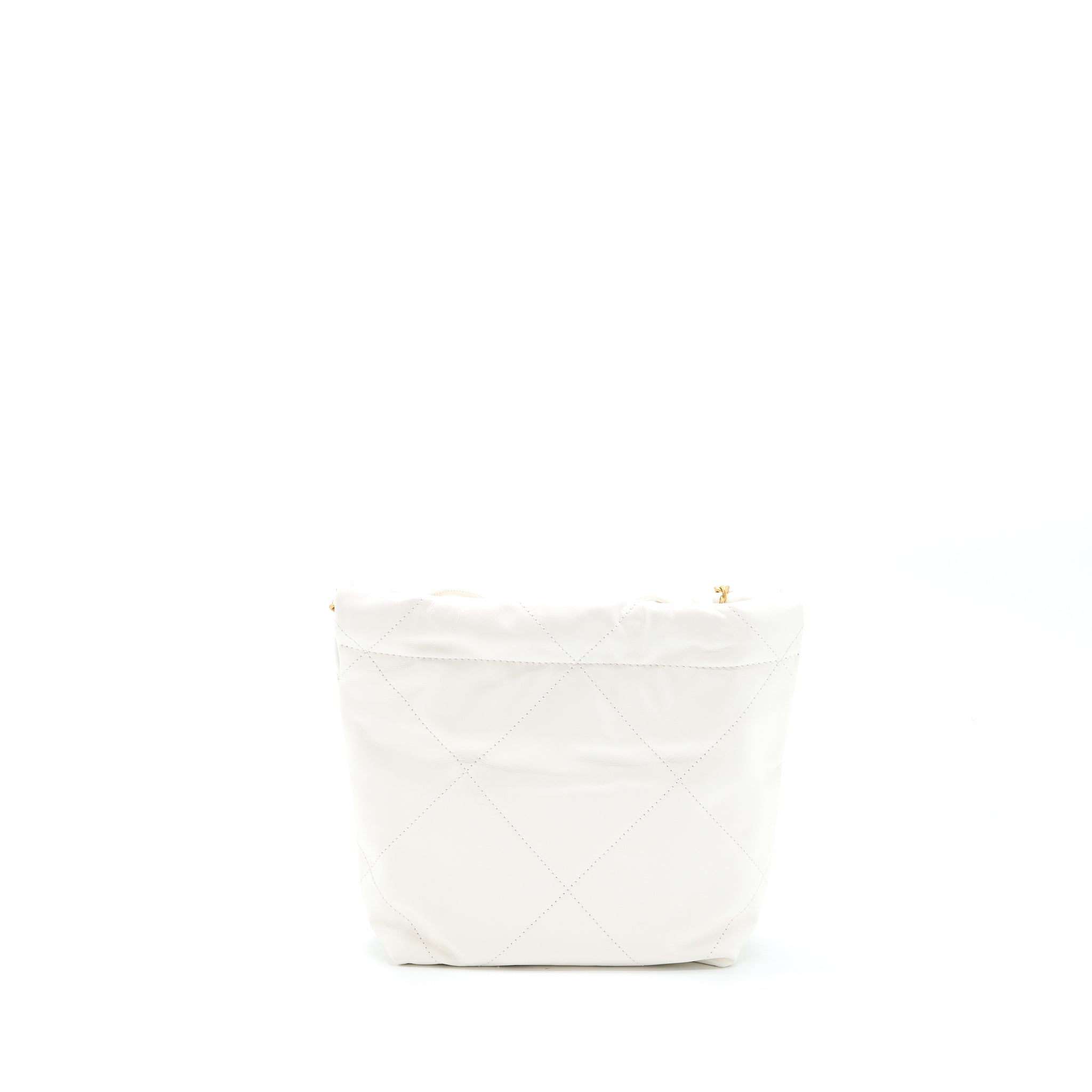 Chanel Mini 22 Bag Shiny Calfskin White Brushed  (Microchip)