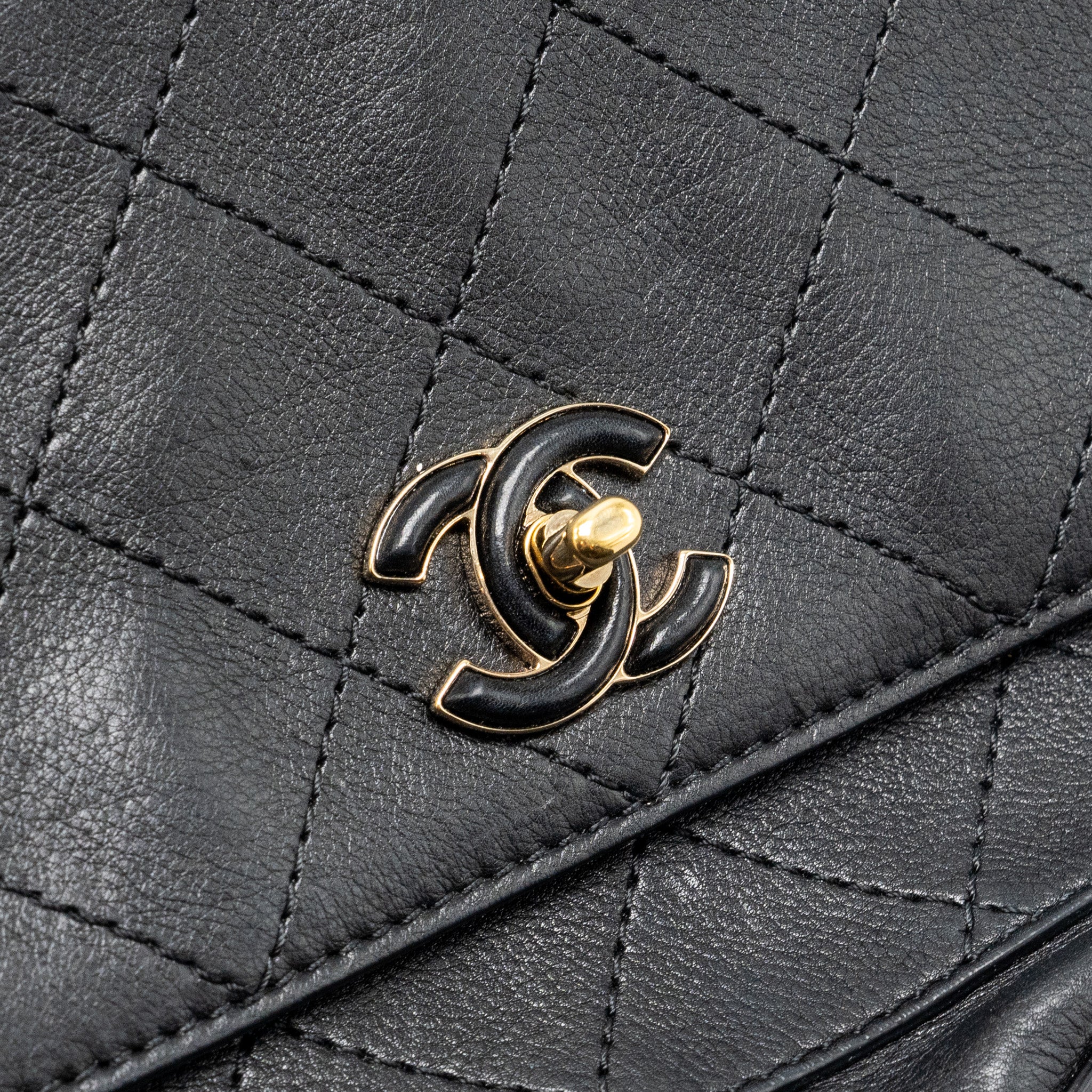 Chanel half moon quilted flap bag Grained Calfskin black