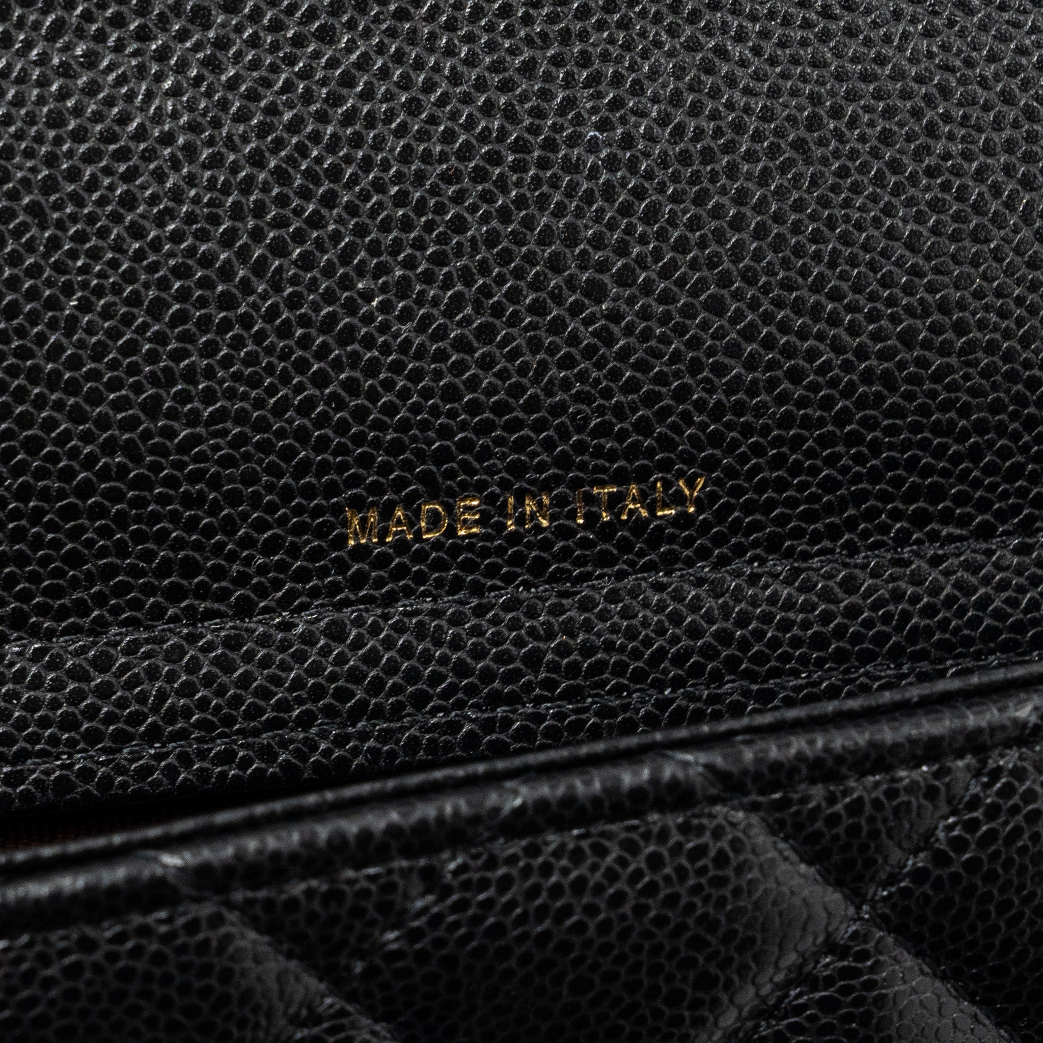 Chanel Double Pocket Wallet On Chain Caviar Black L(Microchip)