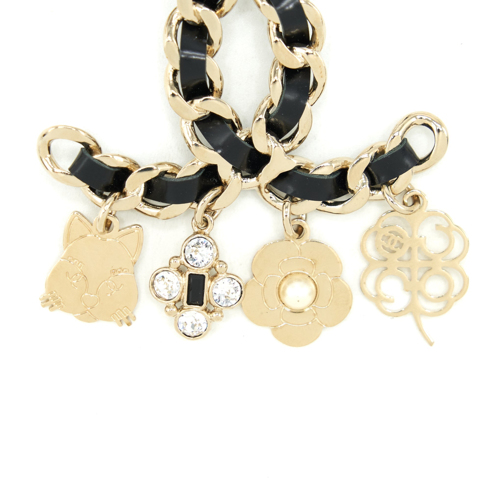 Chanel Leather Chain With Drop Charms Brooch L