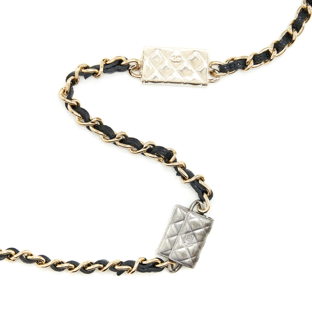 Chanel Caviar Card Holer with chain and bag charm Black L