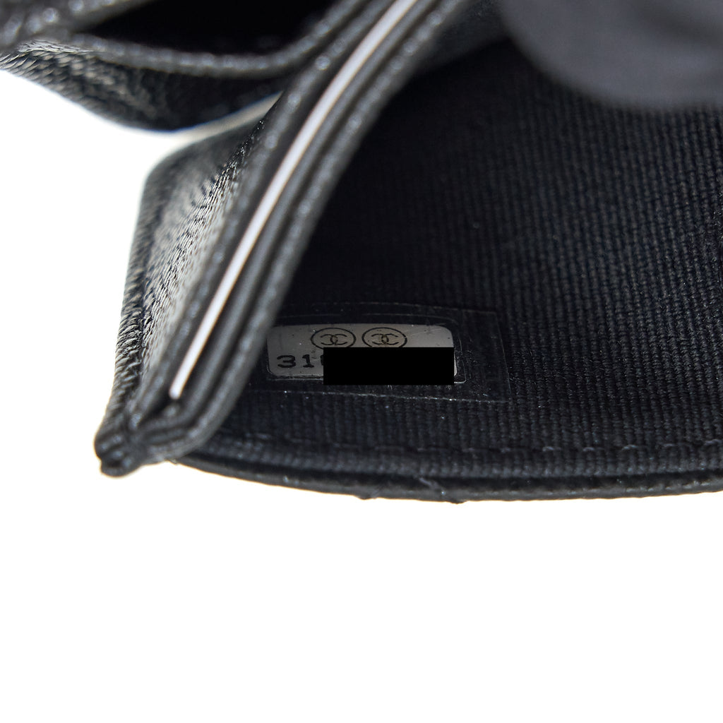 Chanel Caviar Card Holer with chain and bag charm Black L