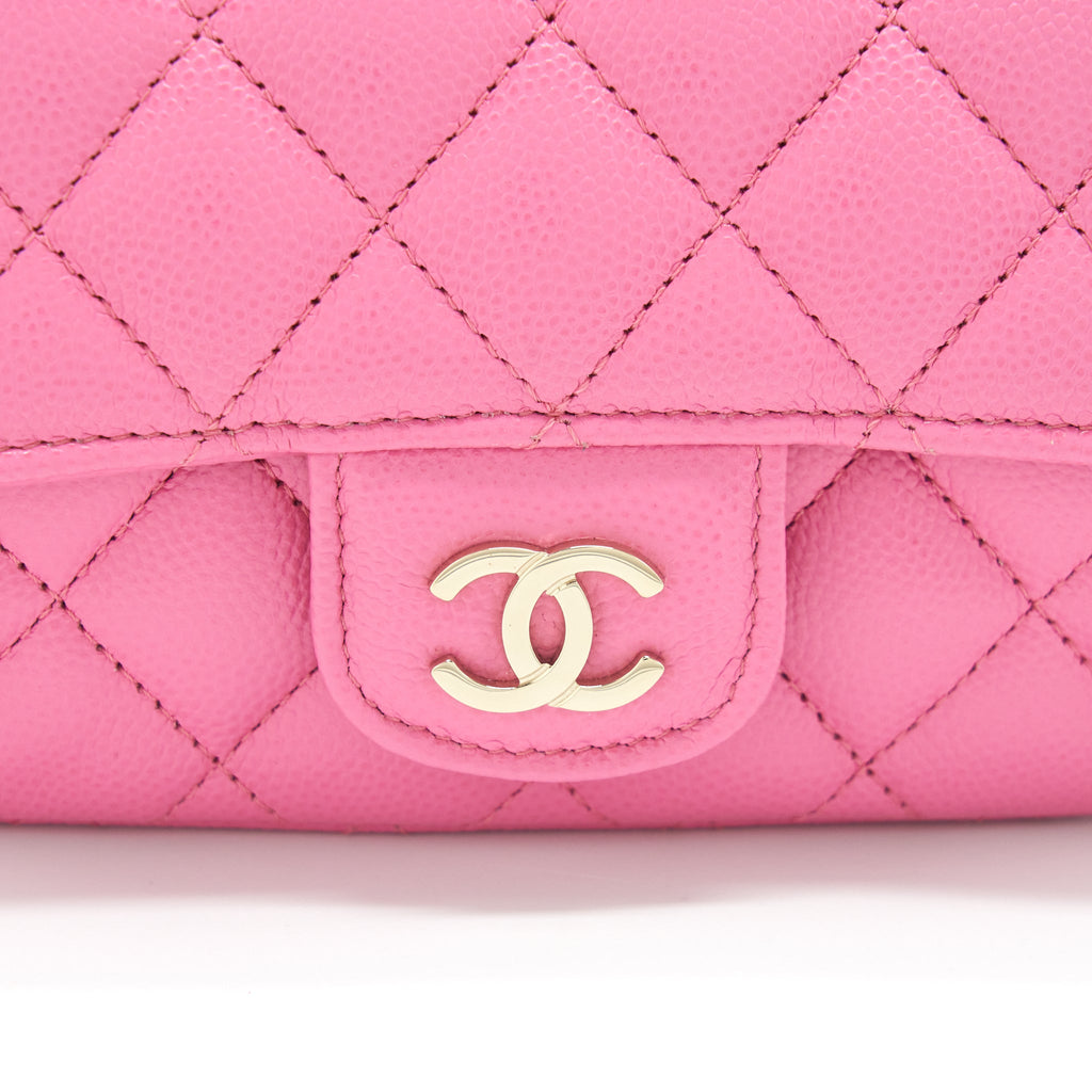 Chanel Glasses Case Flap Bag With Chain Caviar Pink L