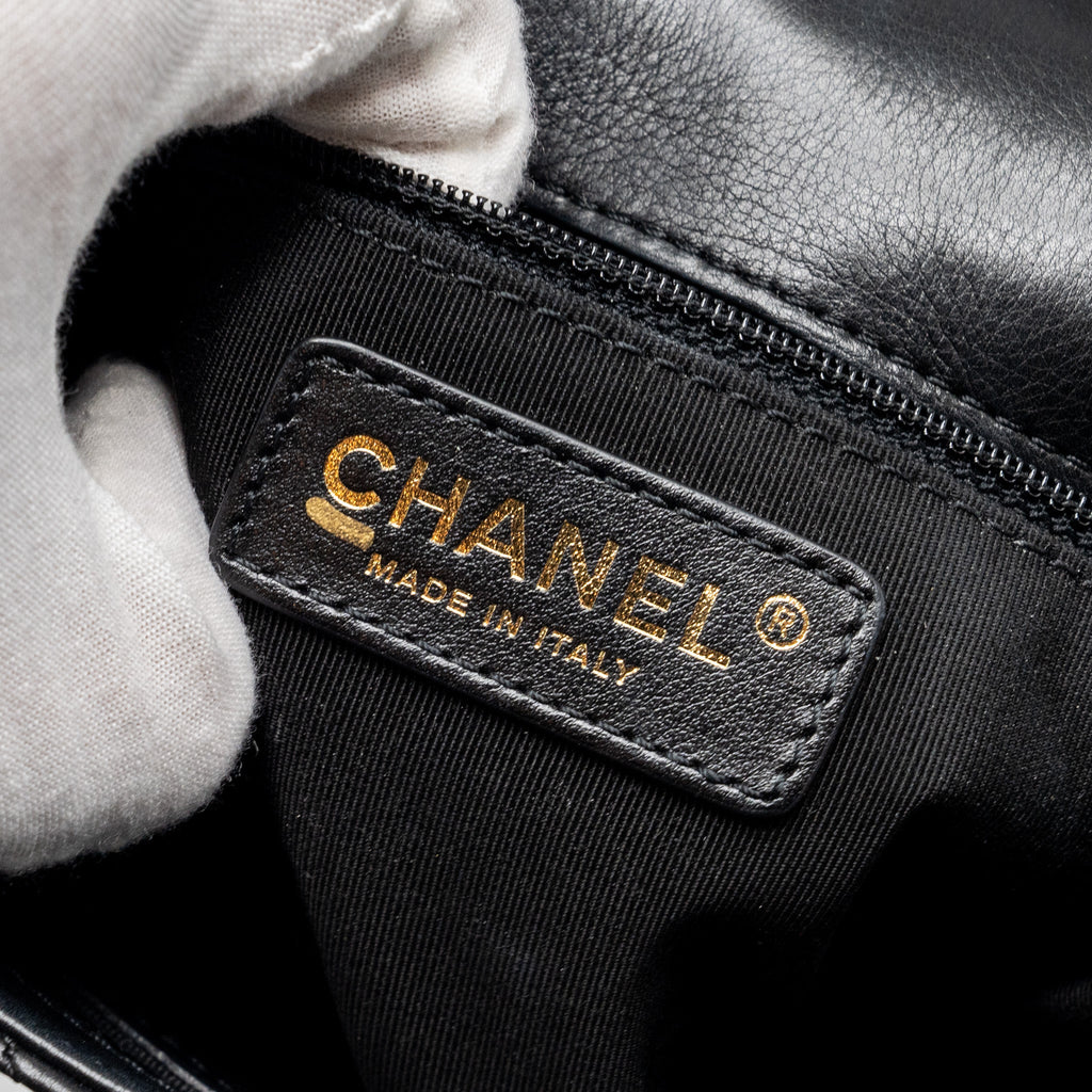 Chanel half moon quilted flap bag Grained Calfskin black