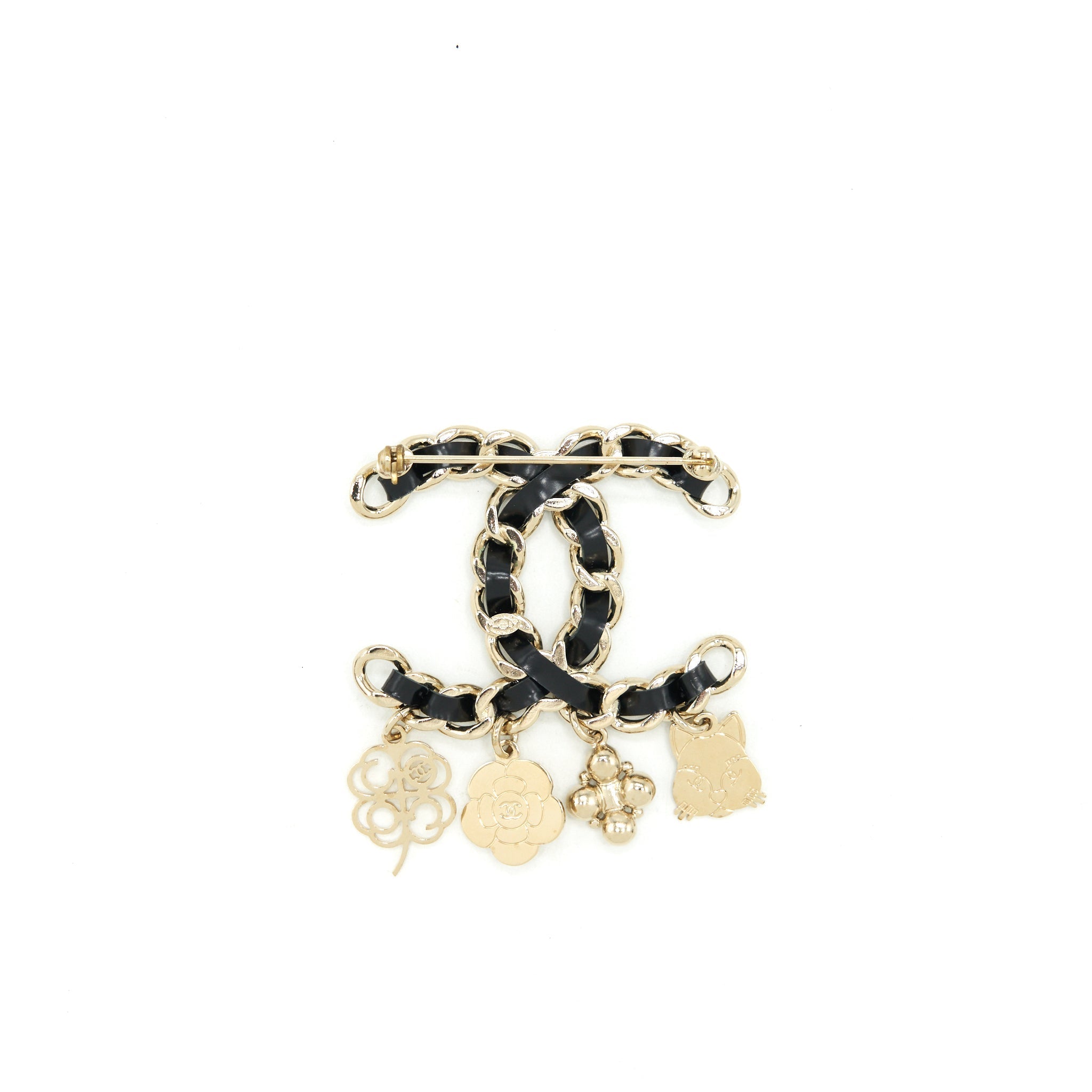 Chanel Leather Chain With Drop Charms Brooch L