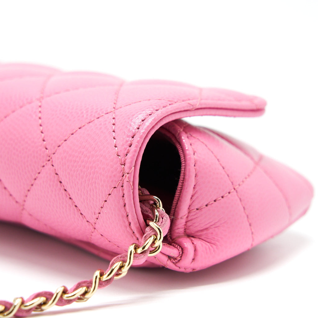 Chanel Glasses Case Flap Bag With Chain Caviar Pink L