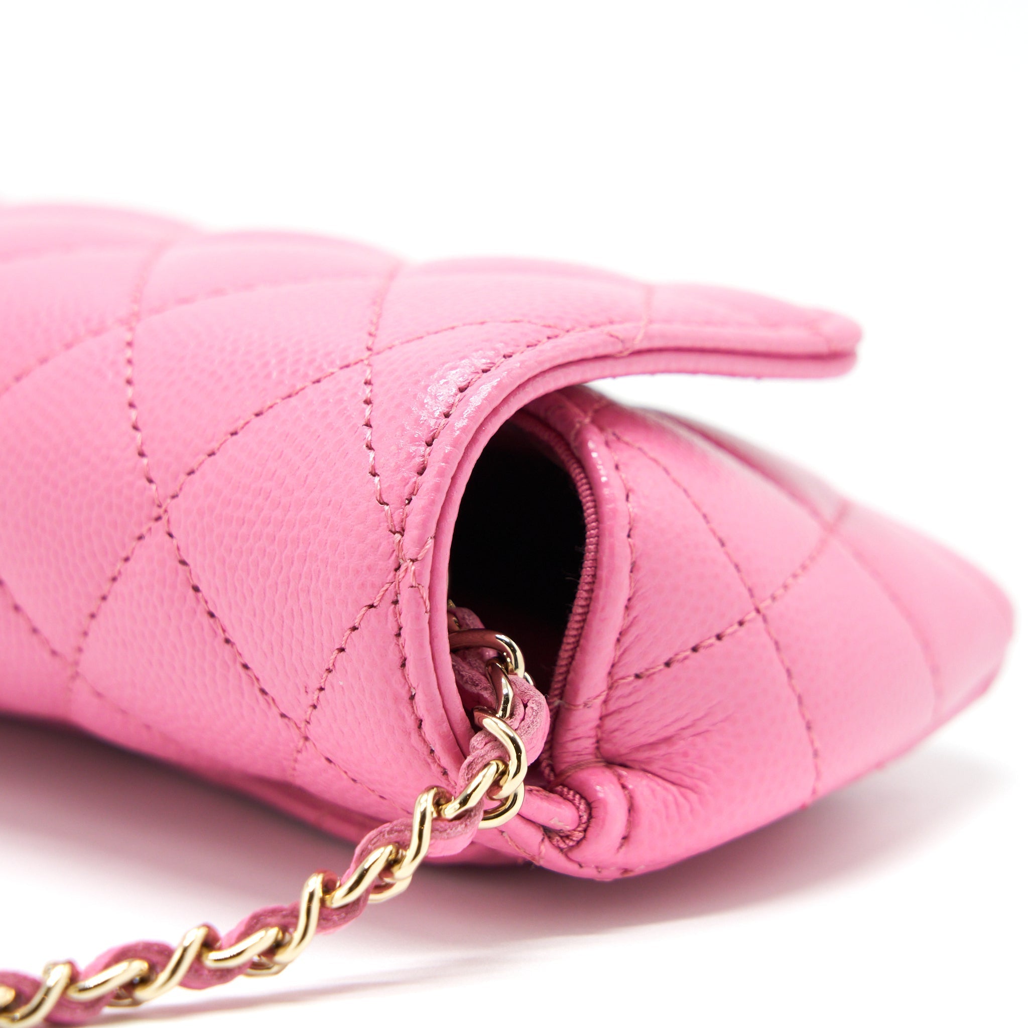 Chanel Glasses Case Flap Bag With Chain Caviar Pink L