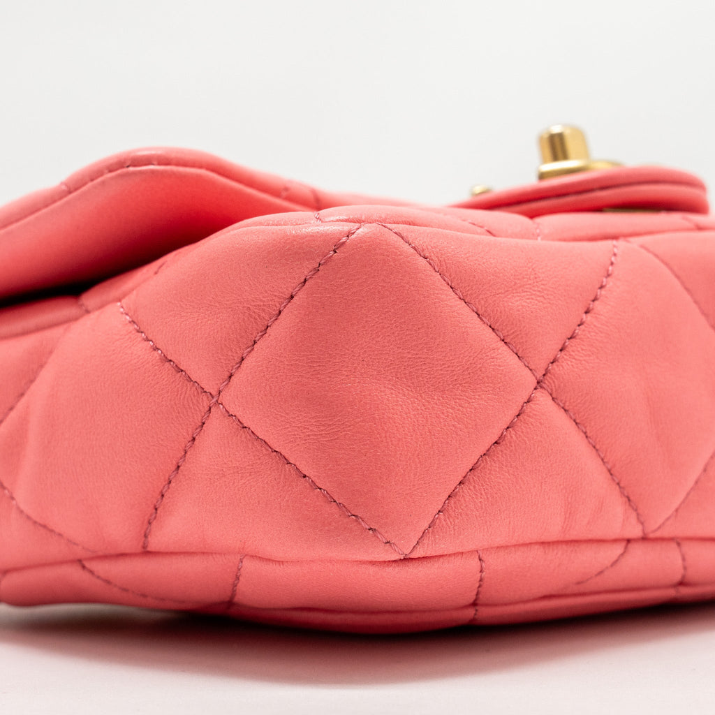 Chanel Mini Funky Town Flap Bag Lambskin Pink  (Microchip)