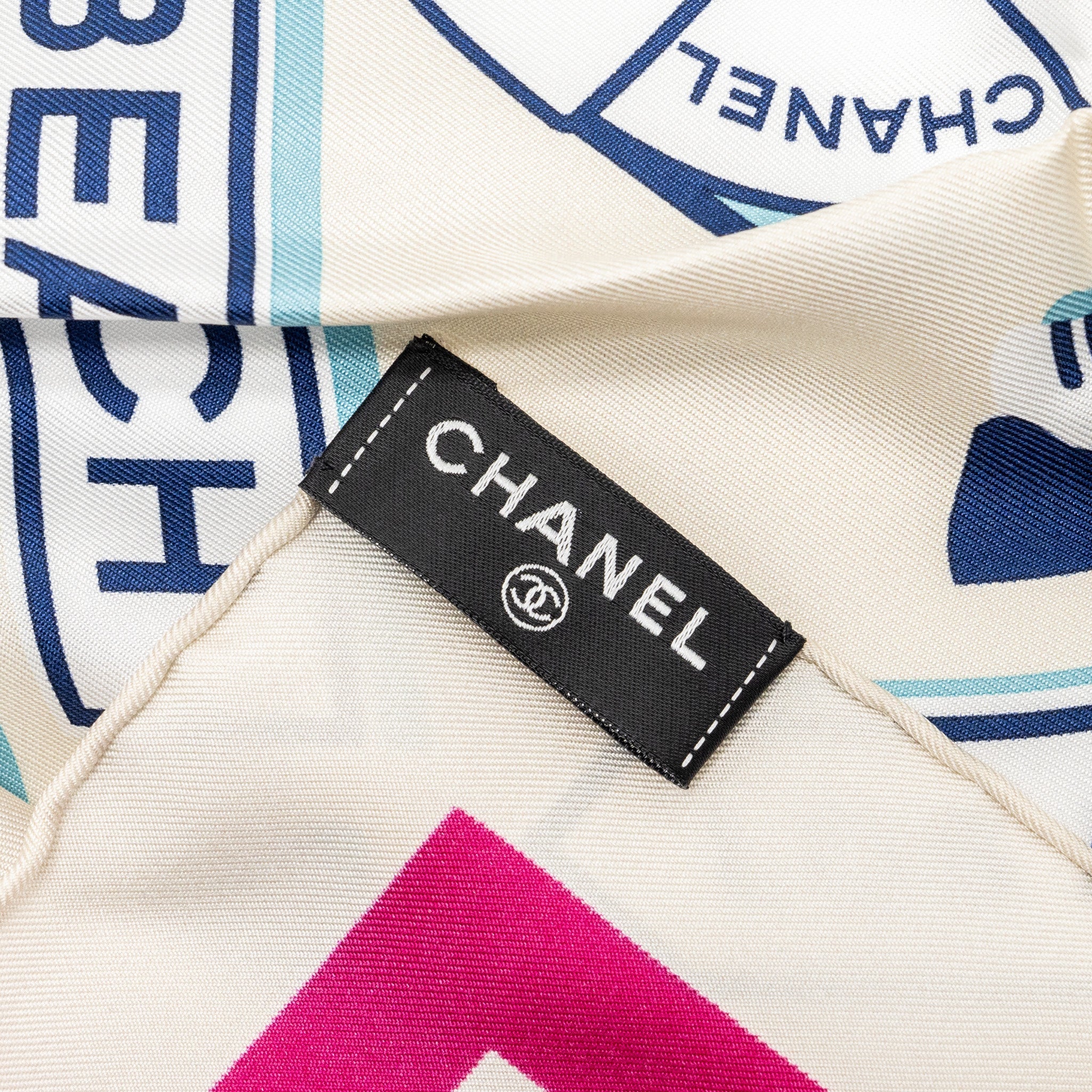 Chanel Holiday Pattern Square Silk Scarf White/Multicolour