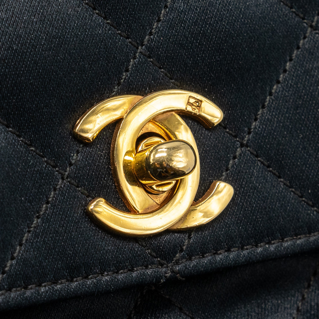 Chanel Vintage Flap Bag Satin Black