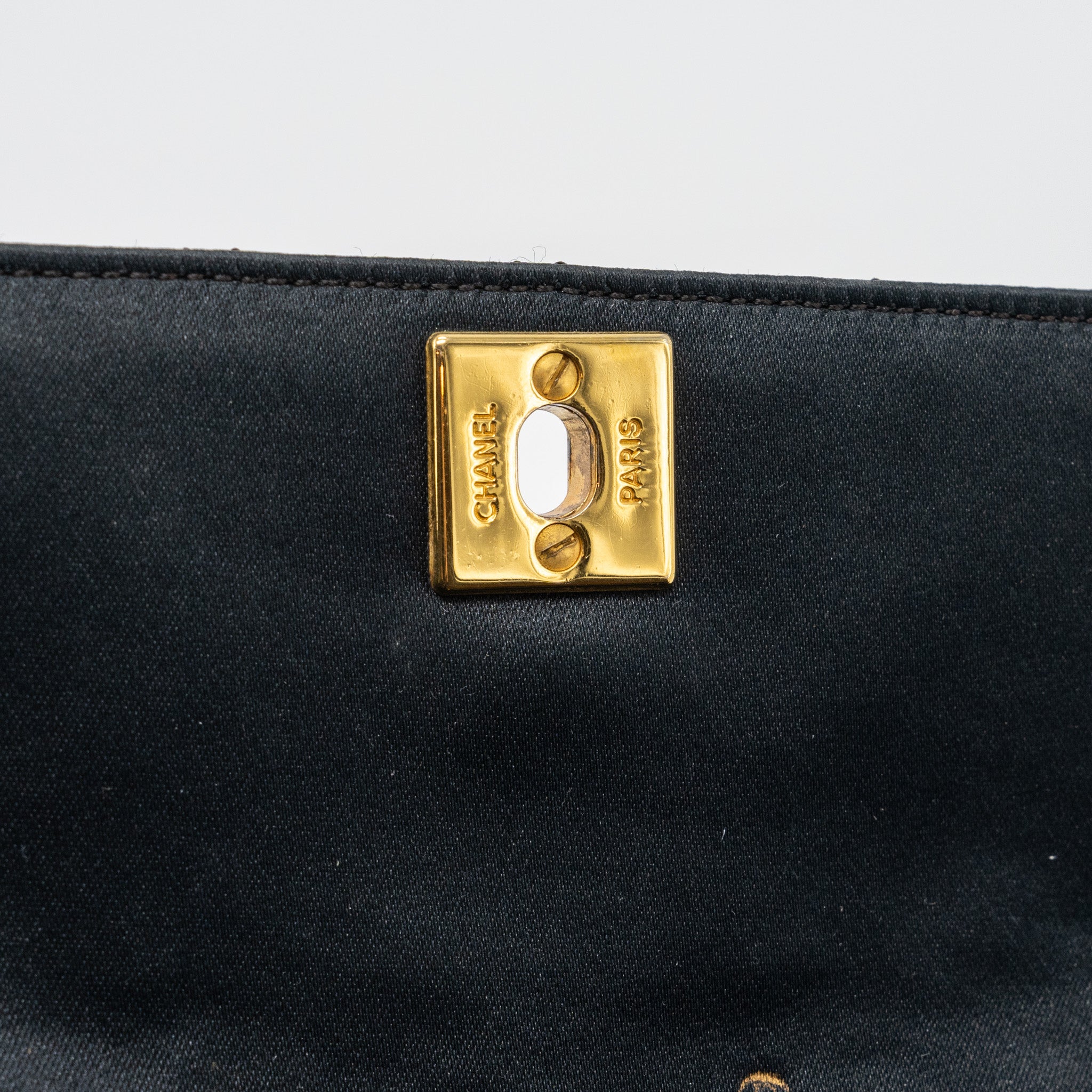 Chanel Vintage Flap Bag Satin Black