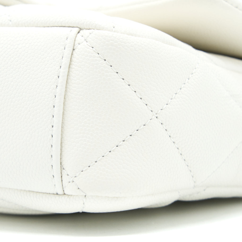 Chanel 22A Small Flap Bag Caviar White Brushed  (Microchip)