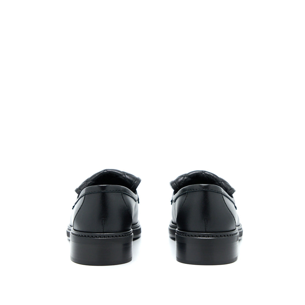 Chanel Size 38 CC Turnlock Loafers Black Quilted Leather L
