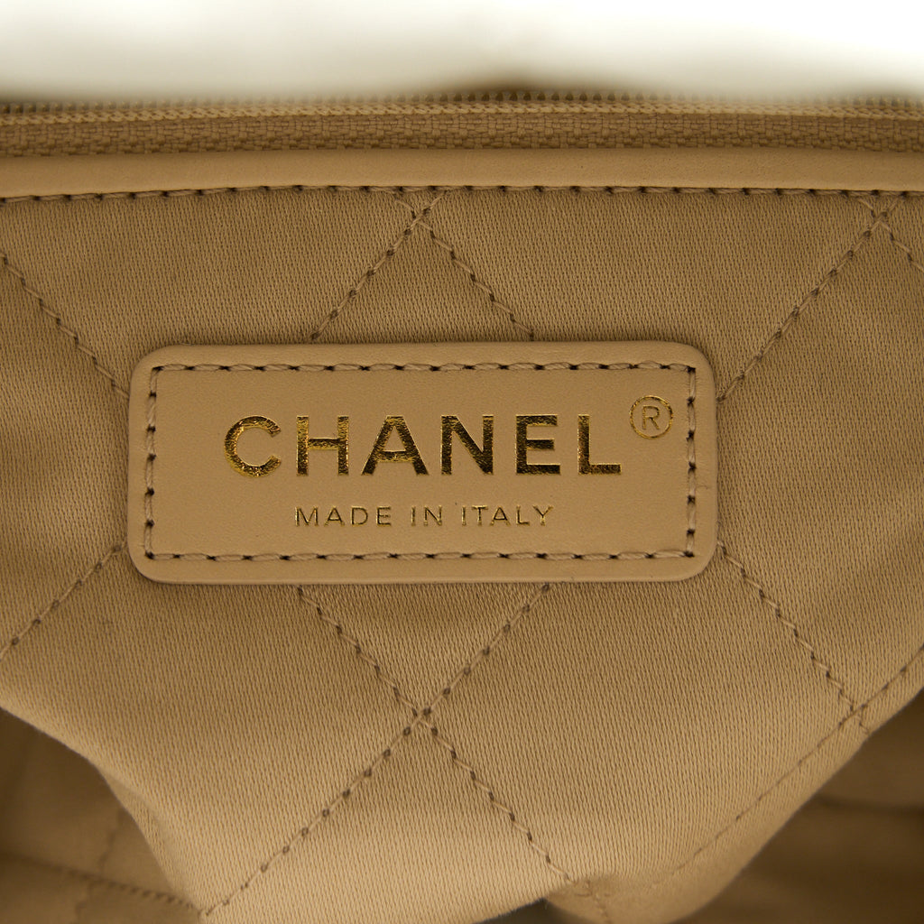 Chanel Large 22 Bag Calfskin White Brushed  (Microchip)