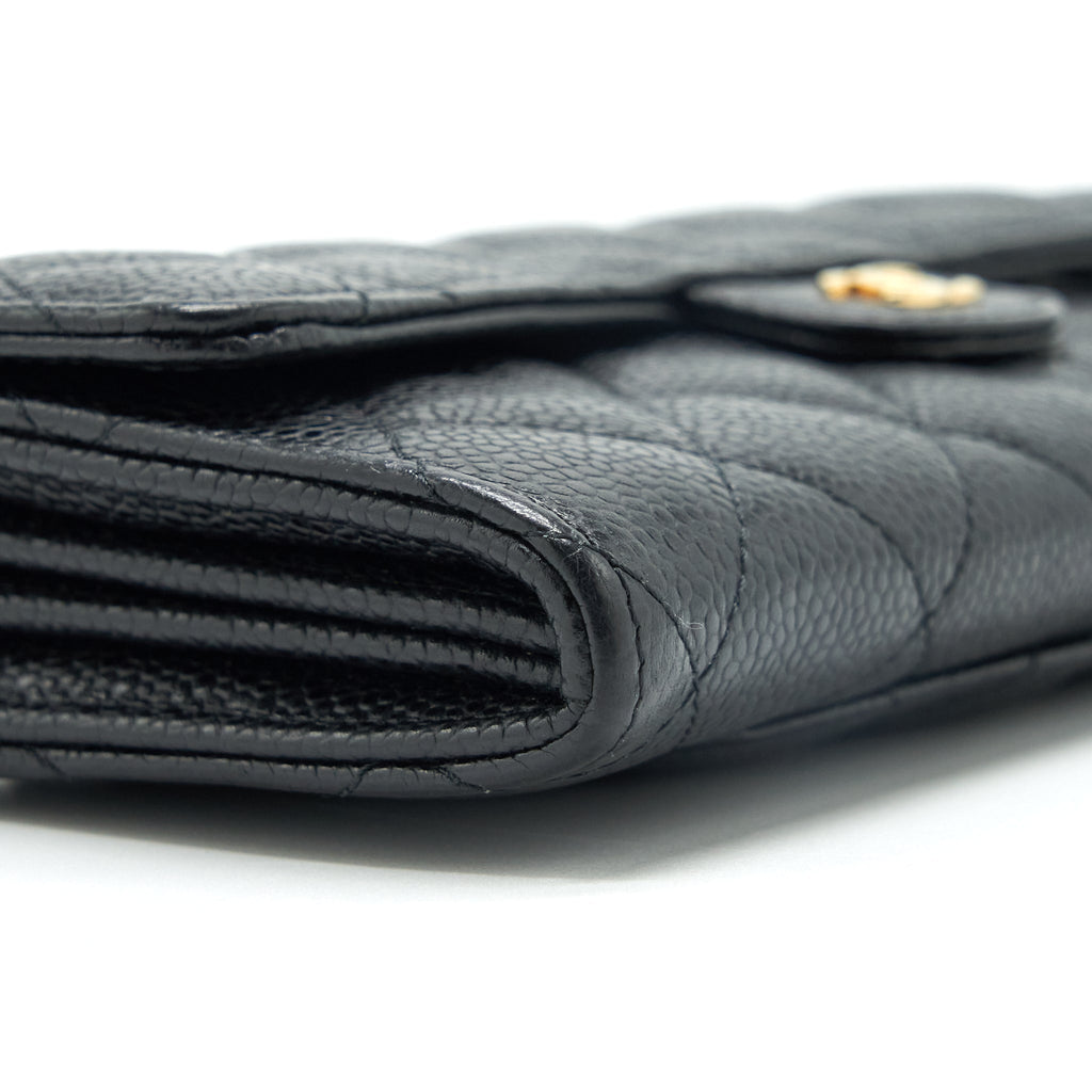 Chanel Classic Long Flap Wallet Caviar Black