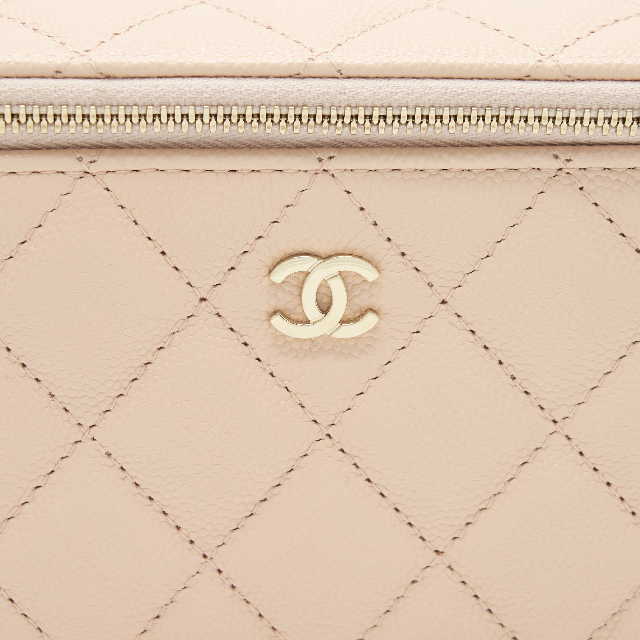 Chanel Long Vanity With Chain Caviar Beige L