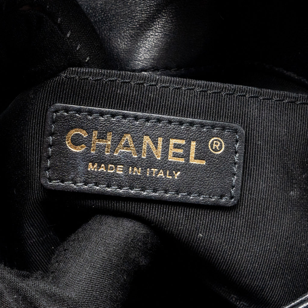 Chanel Pearl Chain Quilted Flap Bag Lambskin Black