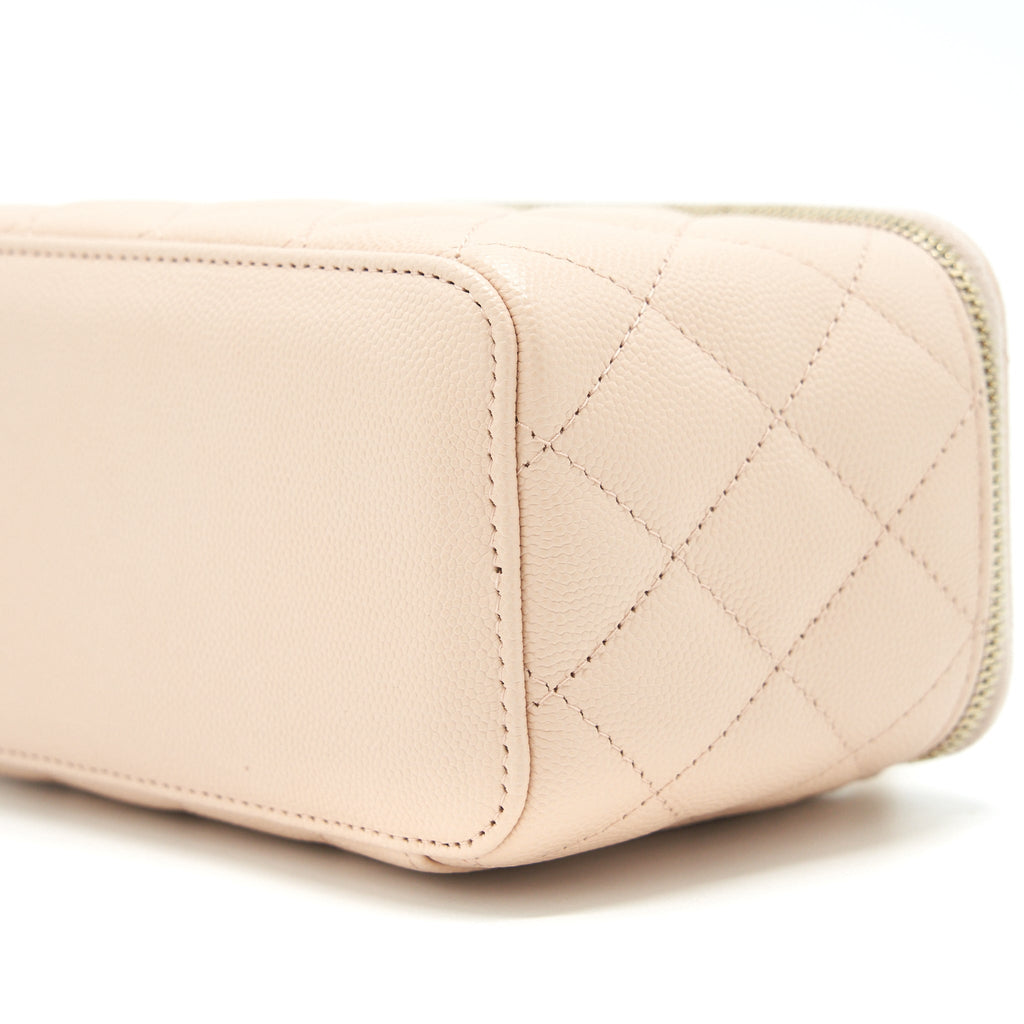 Chanel Long Vanity With Chain Caviar Beige L