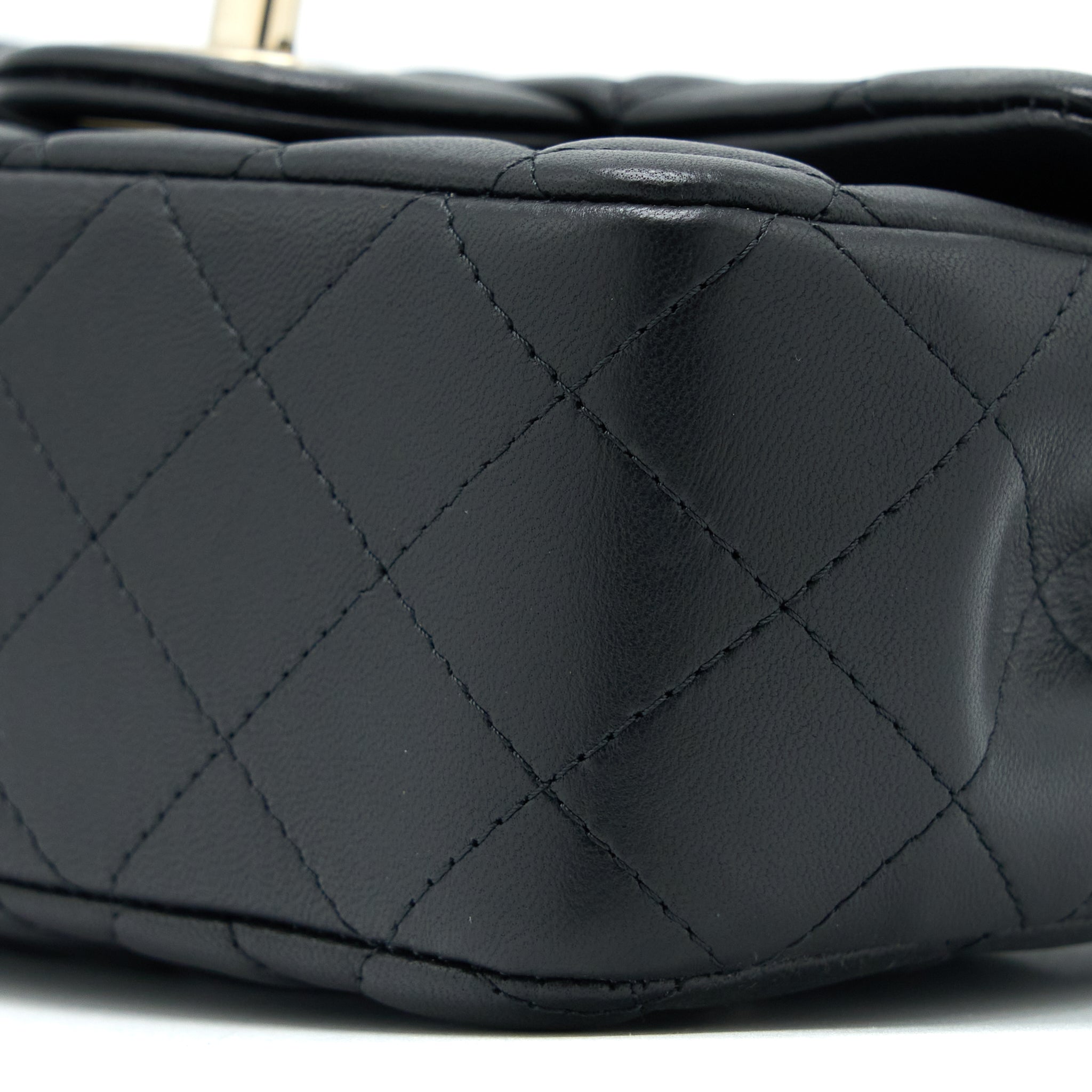 Chanel Top Handle Mini Rectangular Flap Bag Lambskin Black L (Microchip)
